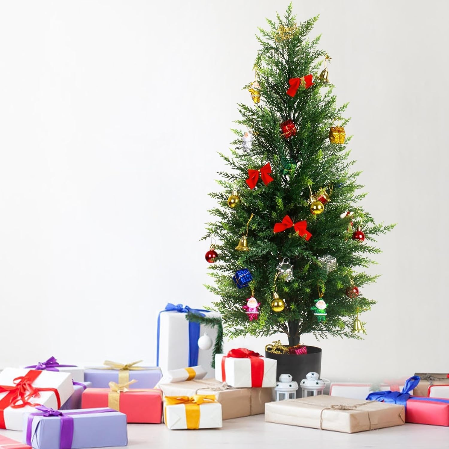 Low-Maintenance 3FT Artificial Cedar Trees, Perfect for Festive Decor, Set of 2