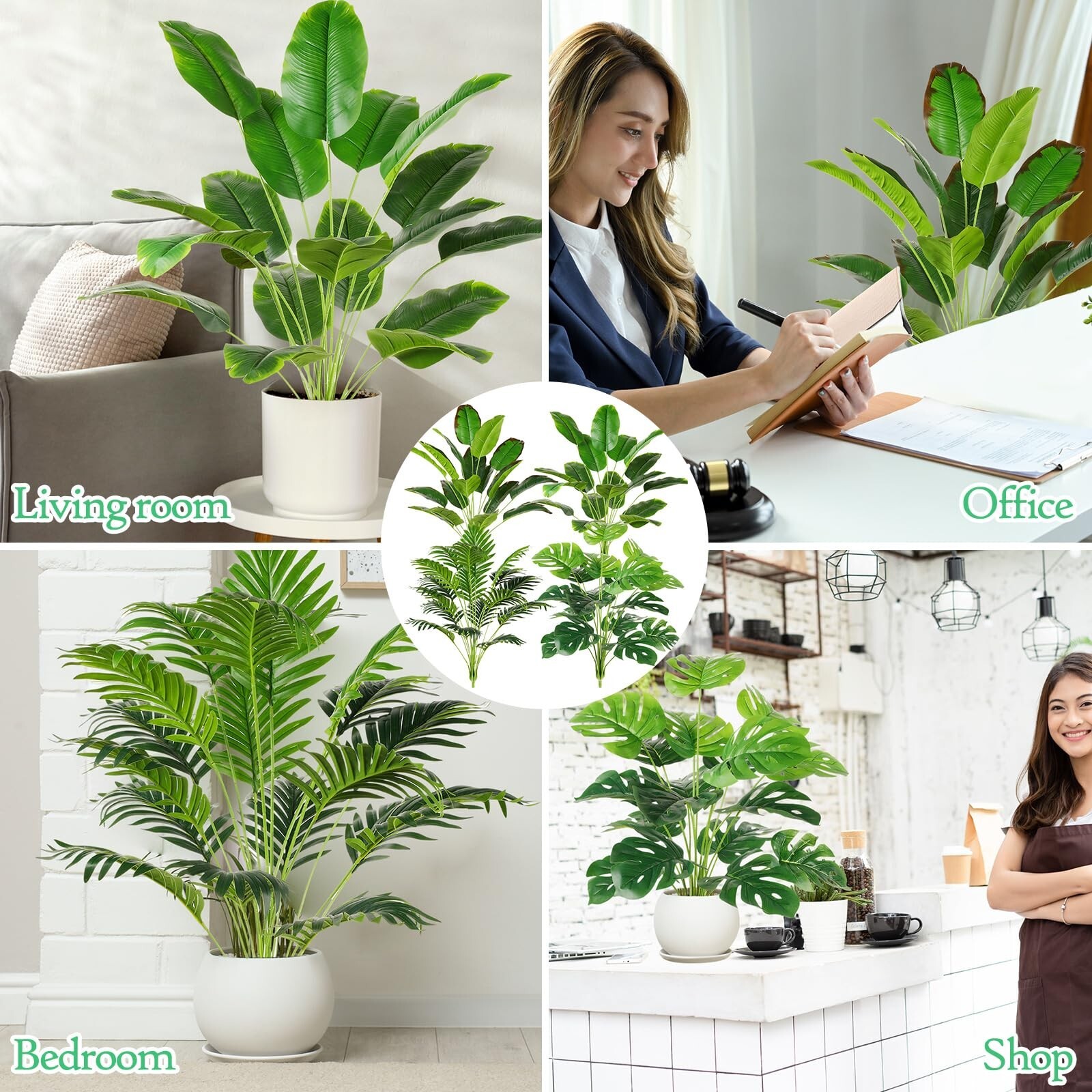 4 Pieces Tall Artificial Plants for Home Decor Indoor 32 Inch Tropical Artifi…