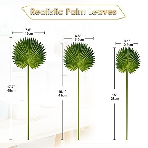 6 Pcs Faux Palm Leaves – Tropical Artificial Fronds for DIY Weddings & Home Deco