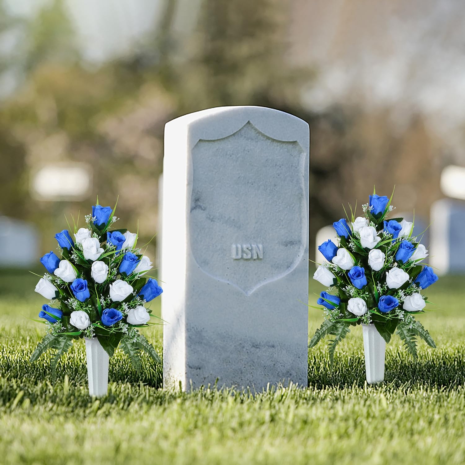 Artificial Cemetery Flowers, Grave Decorations Roses, Memorial Flowers Bouque