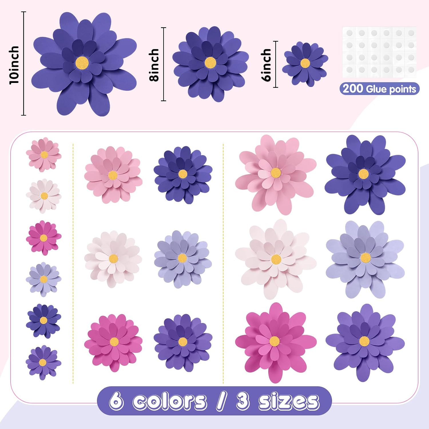 18 Pcs Paper Flowers Decorations for Wall DIY Flower Bulletin Board 3D Paper Flo