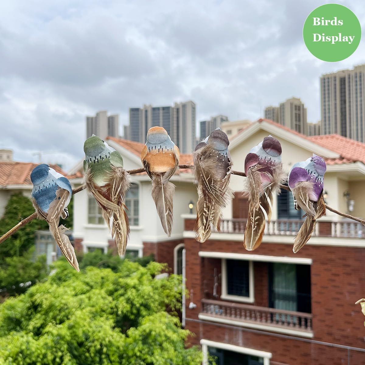 12Pcs Fake Birds Sparrow 3.9-Inch Small Realistic Artificial Feather Birds Clip