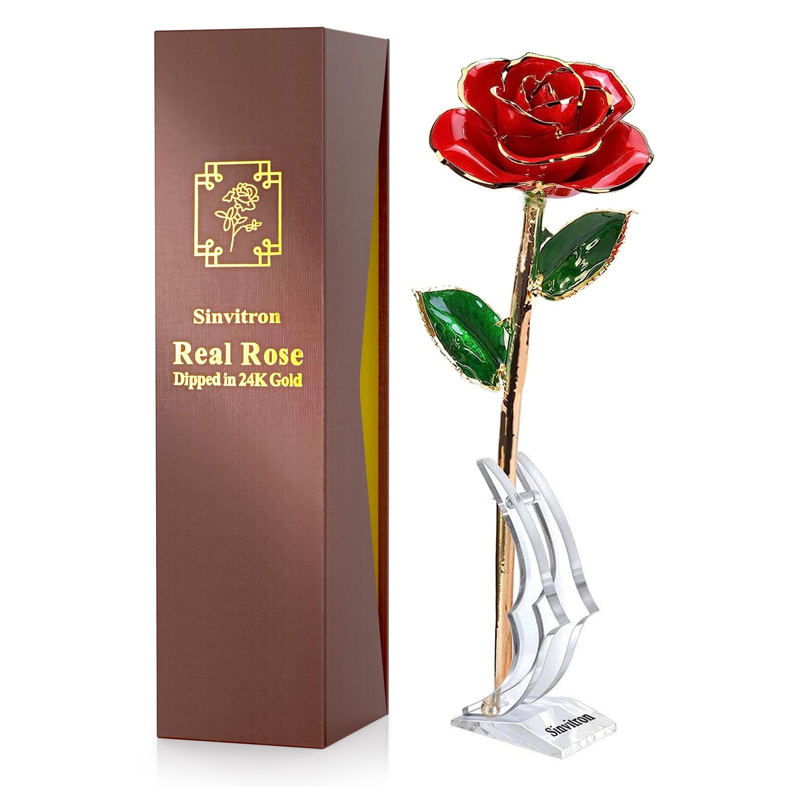 Sinvitron Gold Dipped Infinity Rose – Eternal Resin-preserved Rose |