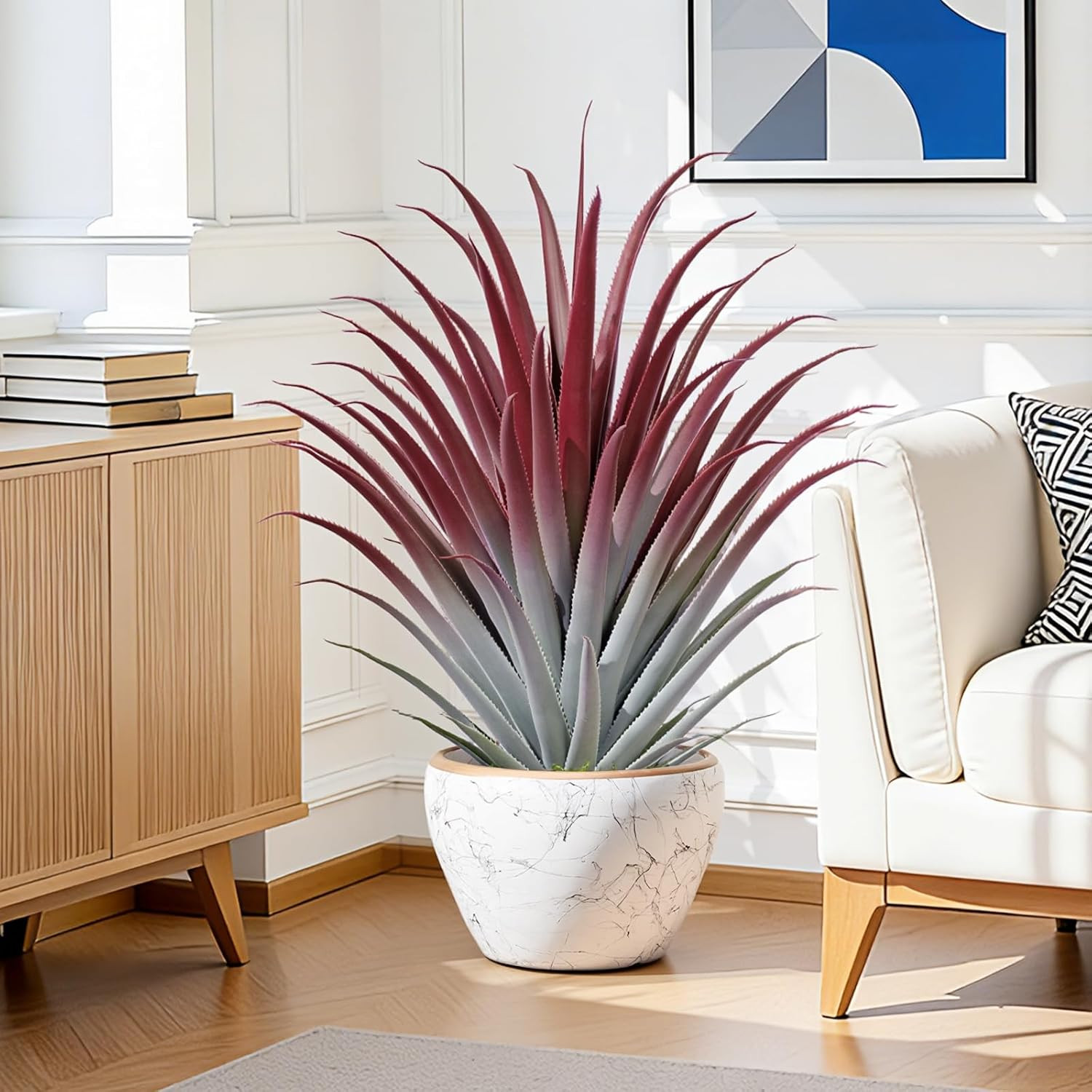 2Ft Red Faux Agave Plant – 26 Inch Artificial Aloe Vera – 2 Pack for Indoor/Outd
