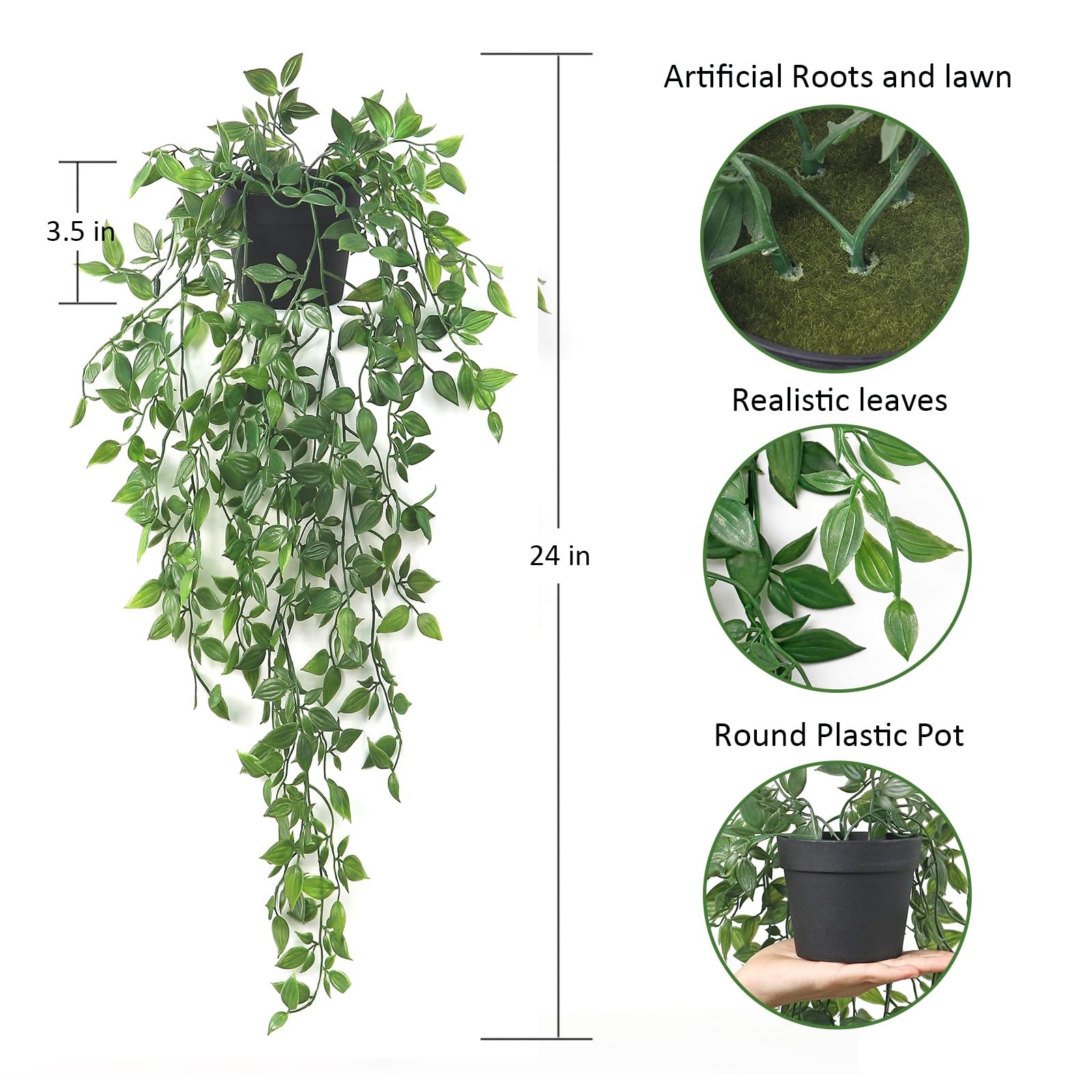 Artificial Hanging Plants 1 Pcs,Small Potted Plants Mandala Vine Greenery wit…