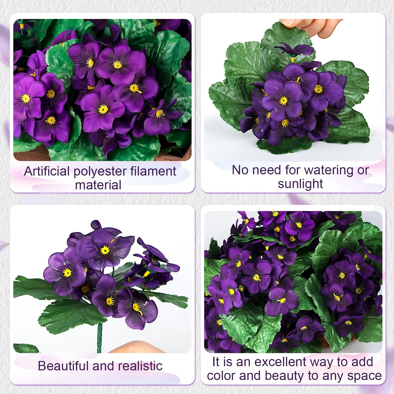 10 Pcs African Violet Artificial Plant Purple African Violet Individual 9 Inc…