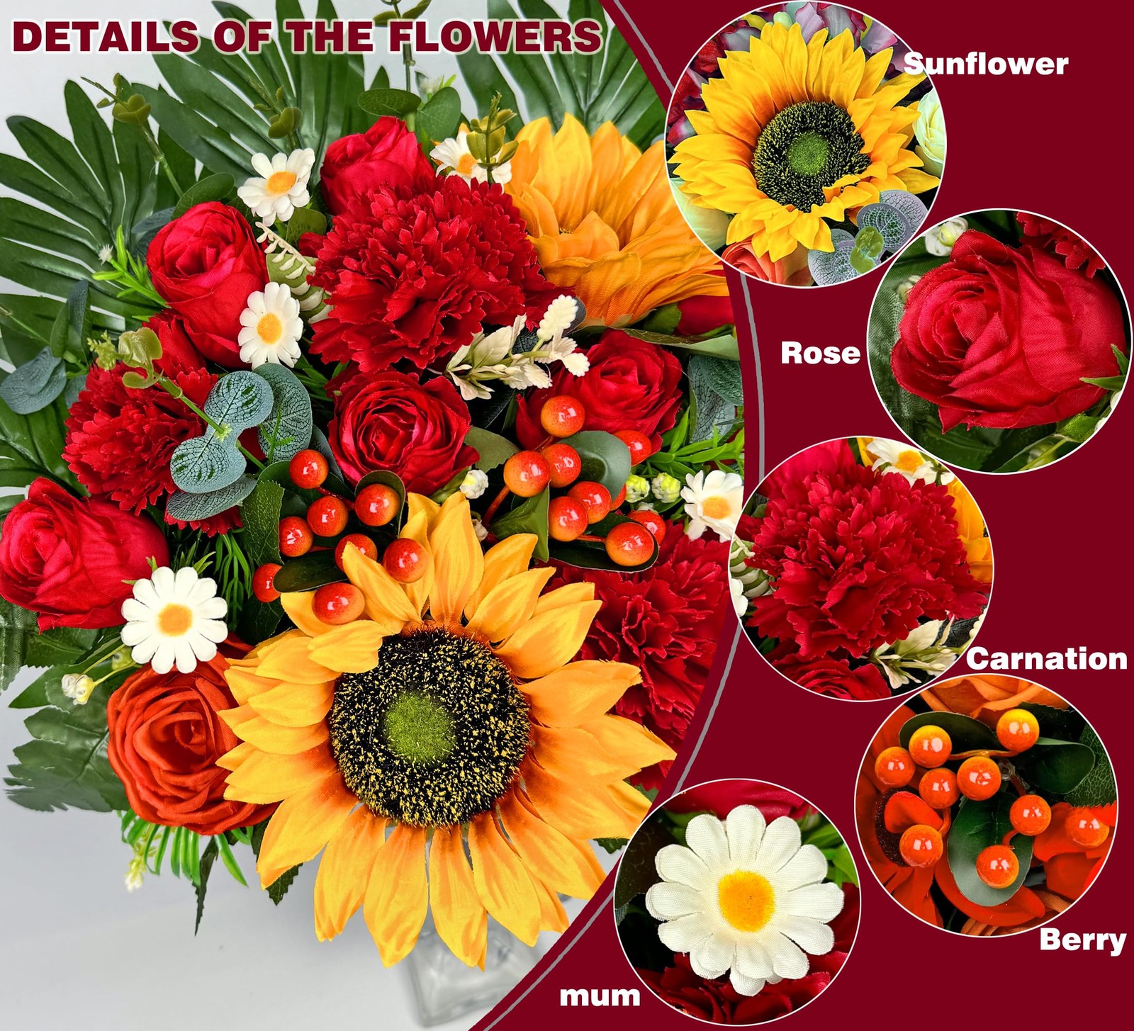 Artificial Cemetery Flowers for Grave Vase -Gravesite Flowers,Headstone Decor…