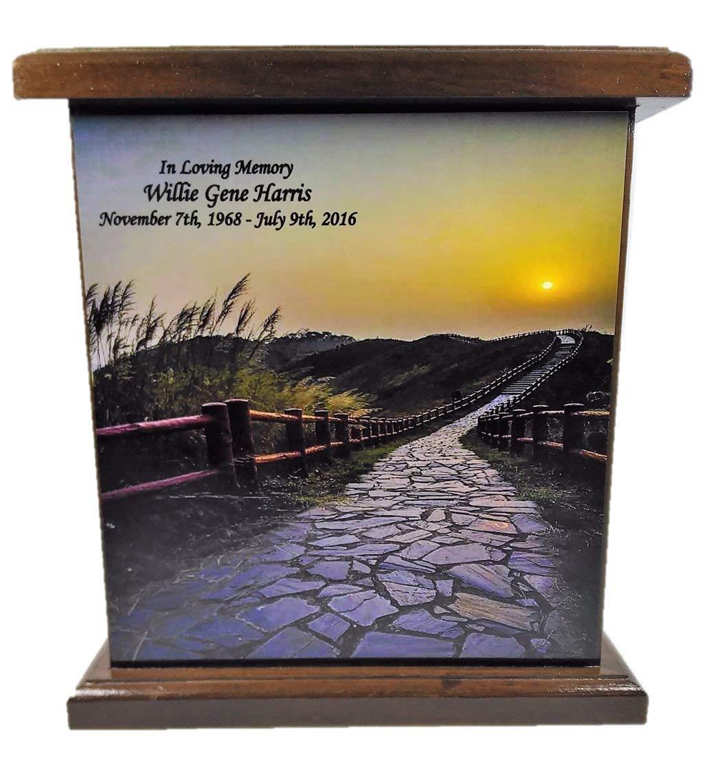 Road to Heaven Cremation Urn, Wood Funeral Urns, with Personalization