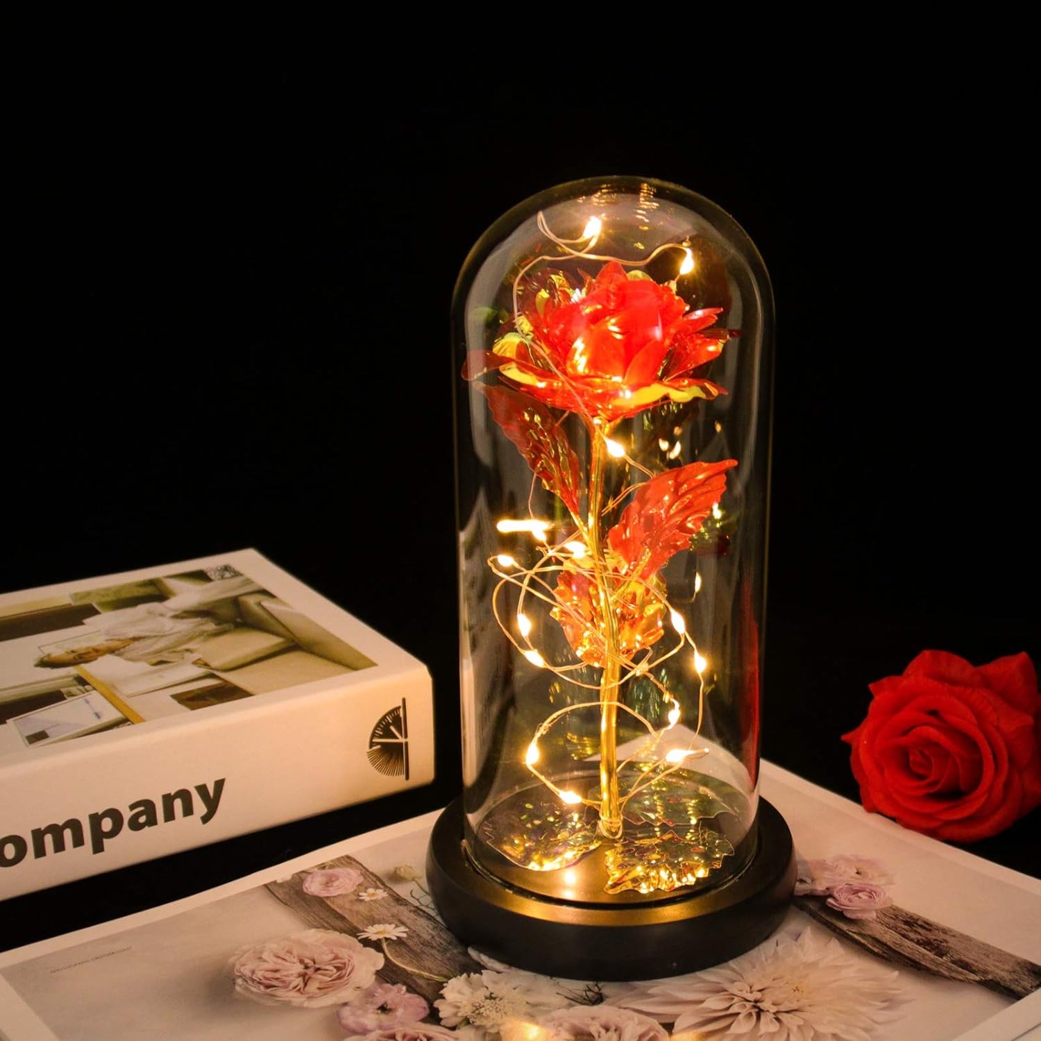 Eternal Forever Galaxy Rose Flower In Glass Dome LED Light Valentine’s Day Gift