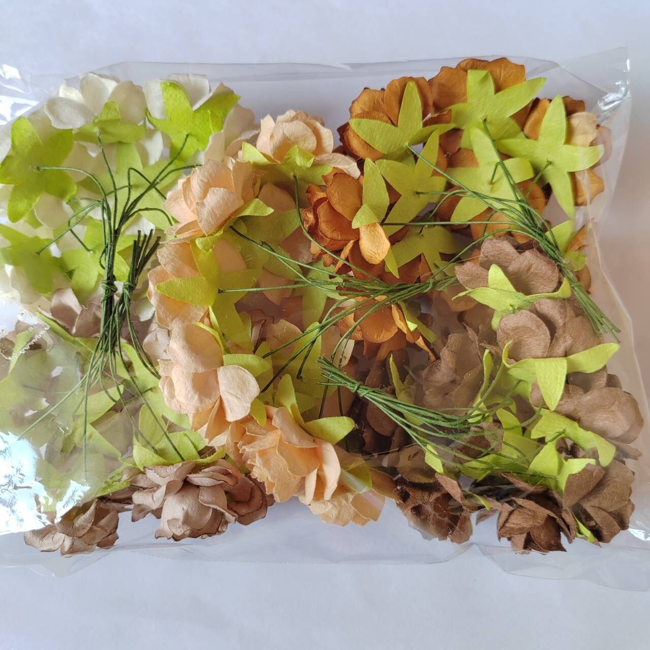 50 Mix Brown Tone Artificial Flowers Rose Flower Paper Flower size 30-35 mm