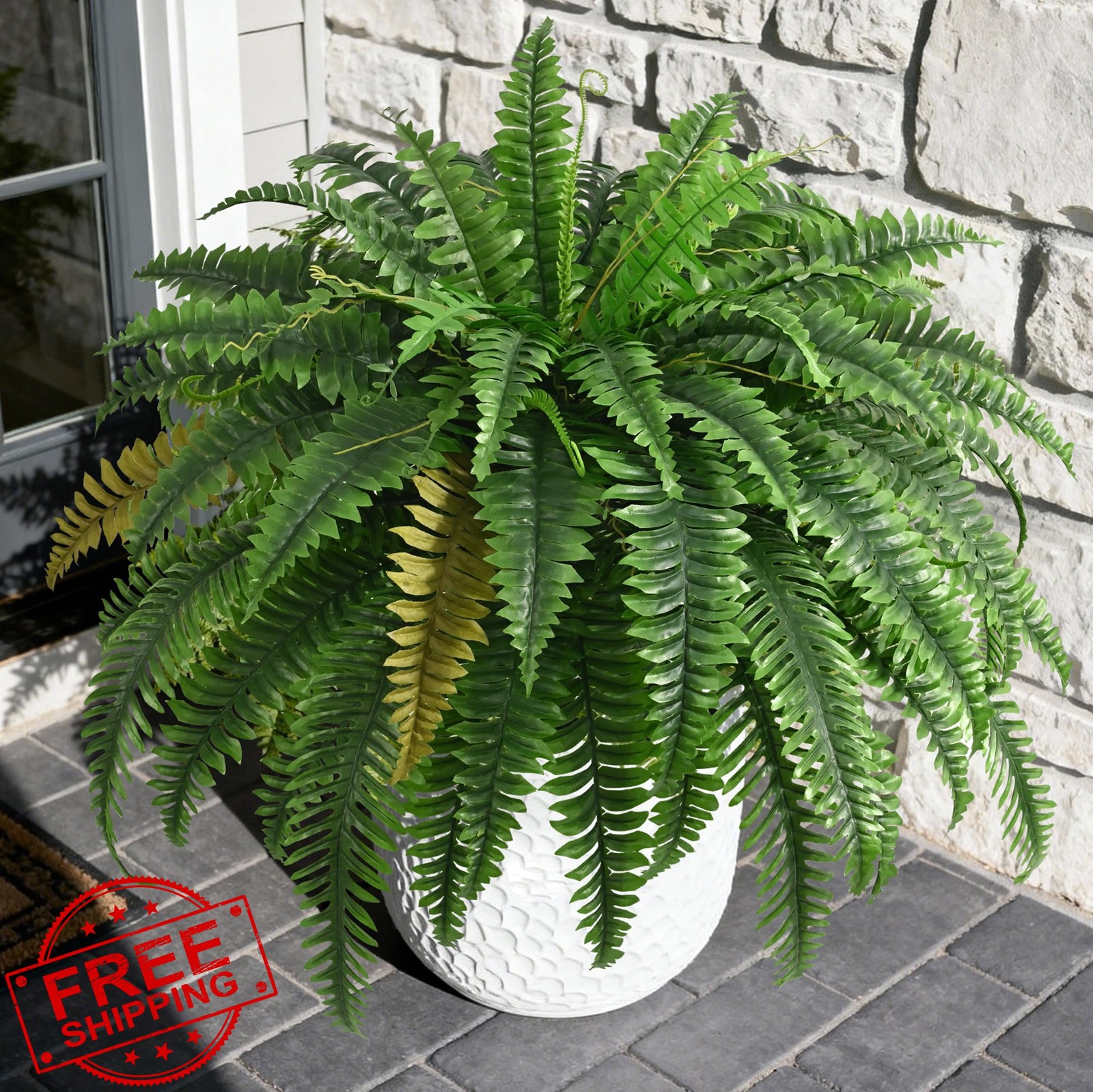 2pc 45in UV Resistant Outdoor Ferns – Realistic Faux Boston Ferns