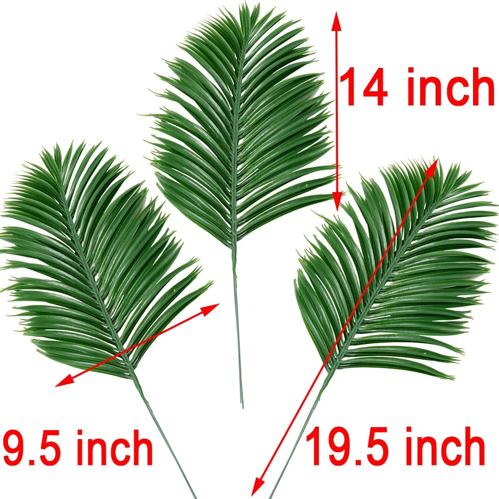 12pcs Artificial Palm Leaves Tropical Plants Faux Fake Palm Fronds Plant (Green)