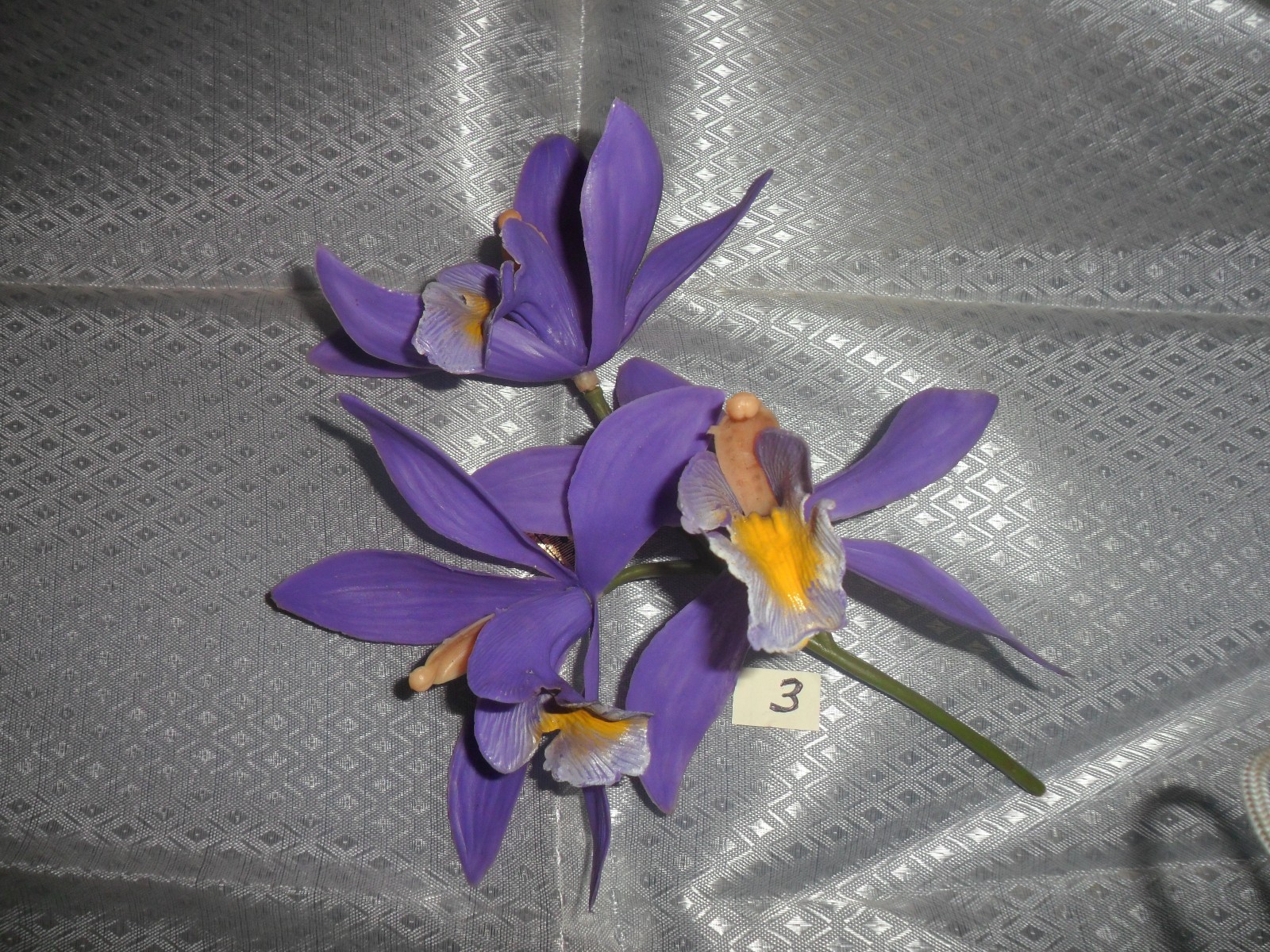 1 Vintage stem of Purple Plastic Orchids