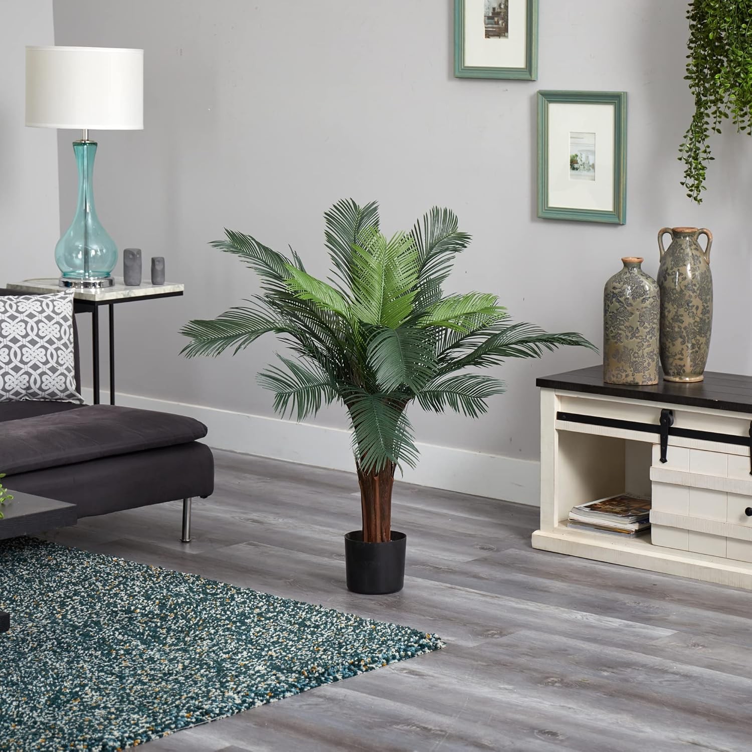 3ft Cycas Artificial Palm Tree UV Resistant Faux Greenery For Indoor Outdoor