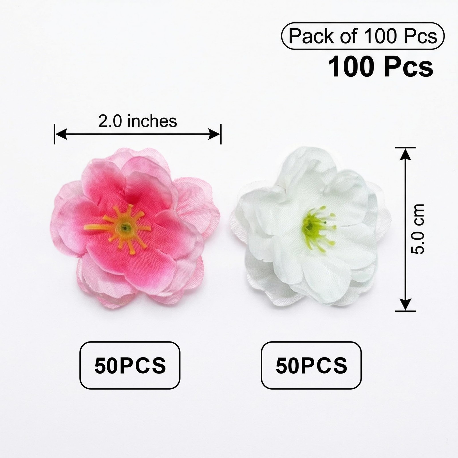 100 Pcs Fake Cherry Blossoms Artificial Sakura Flower Heads