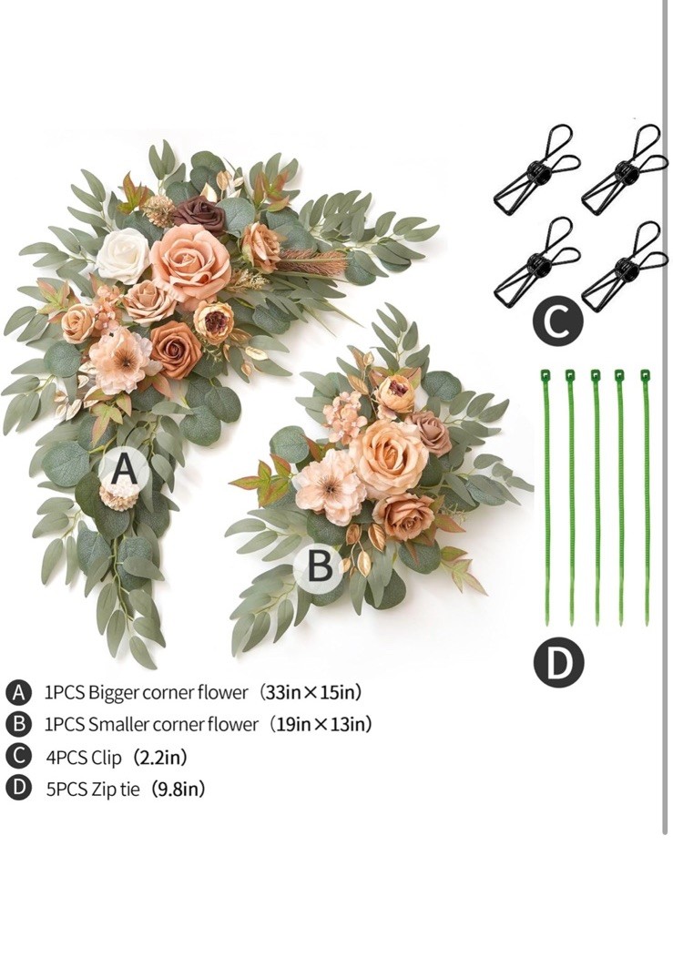 Wedding Sign Faux Flower Swag (Pack of 2) for Ceremony Party Reception