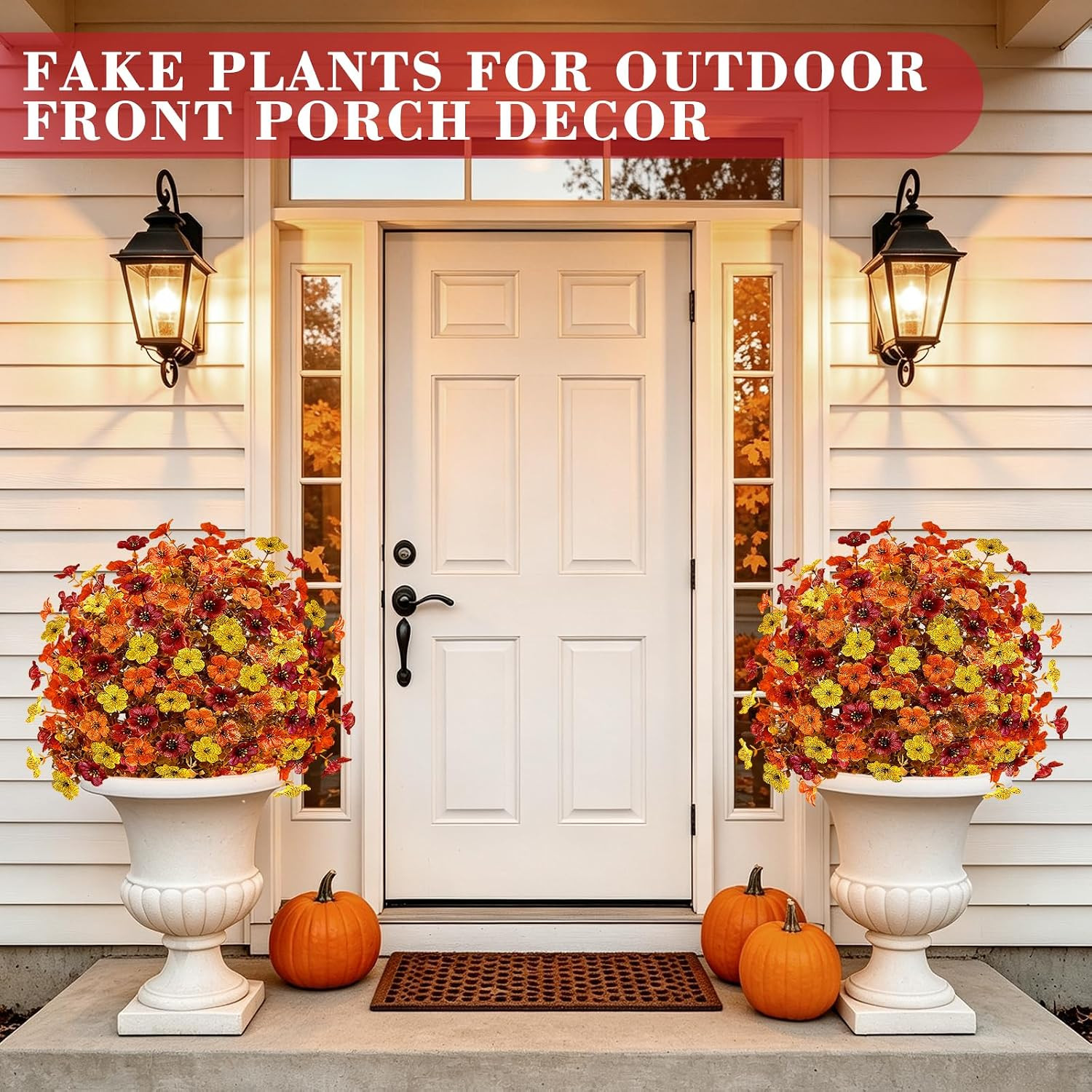 2PCS 25″ Fall Topiary Ball Flowers – UV Resistant Outdoor Decor
