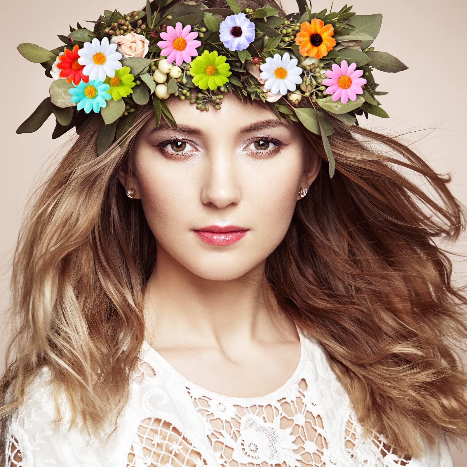 200 Pcs Faux Daisy Flower Heads Silk Artificial Sunflower Heads for Wedding