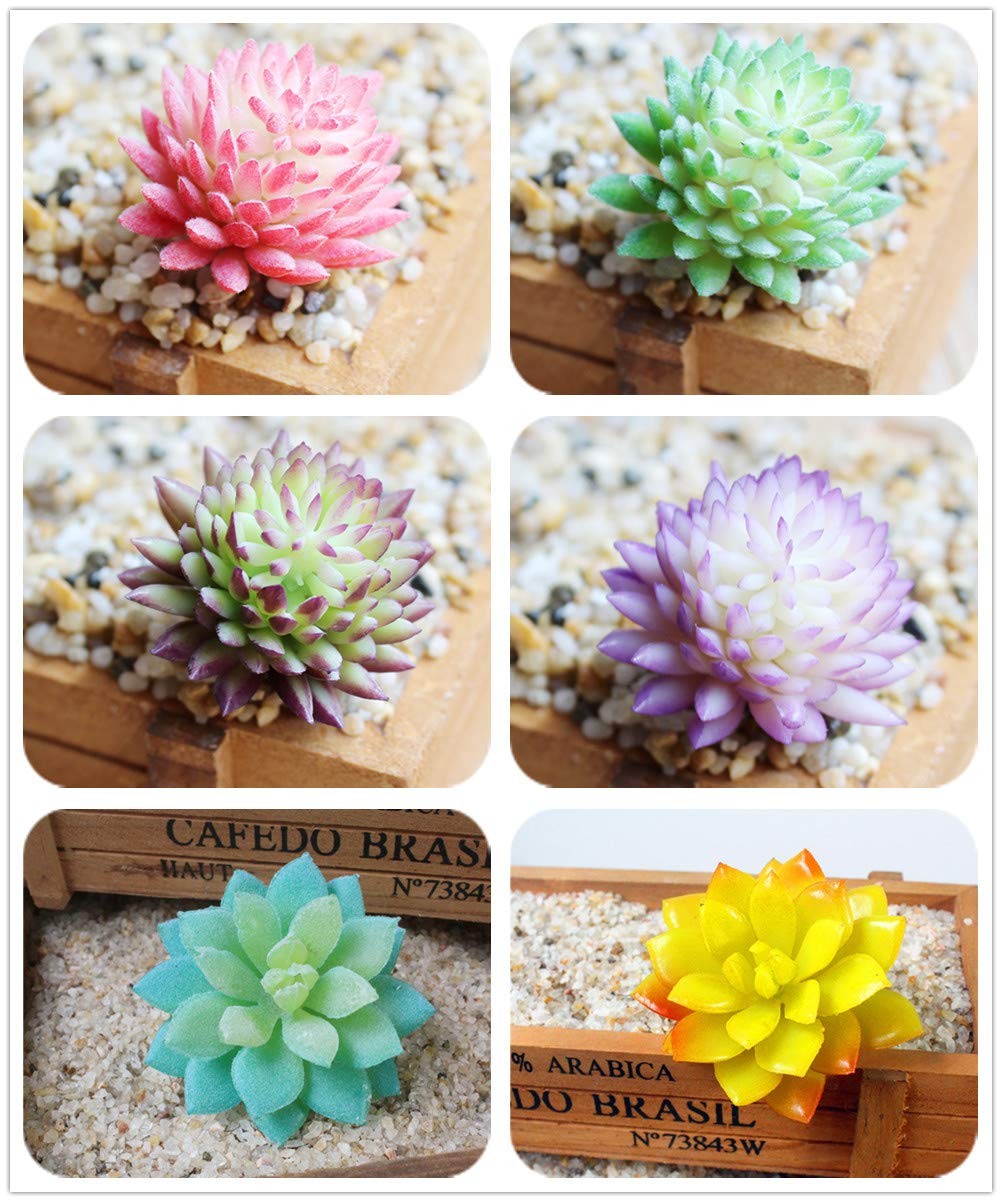 11PCS Assorted Multicolor Artificial Succulent Plants Textured Cactus Aloe Su…