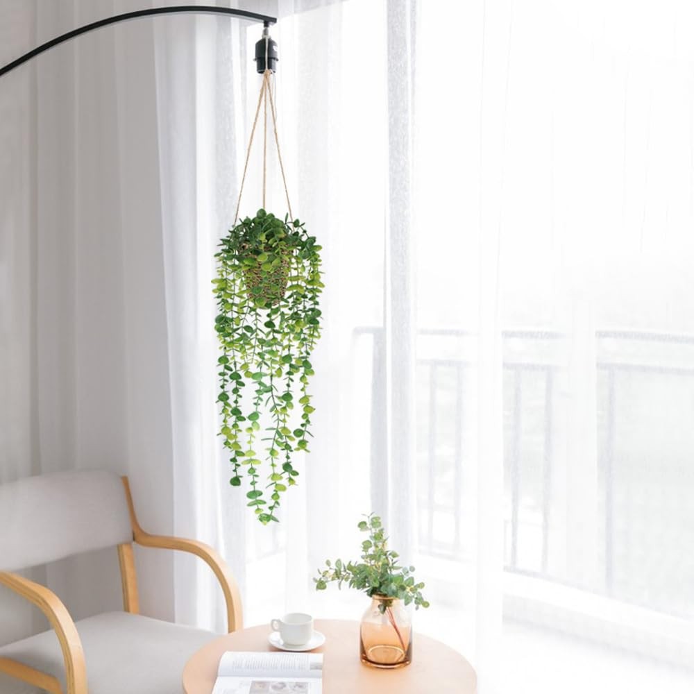 Fake Hanging Plant with Woven Basket, 2 Pack Artificial Hanging Plants, Faux …
