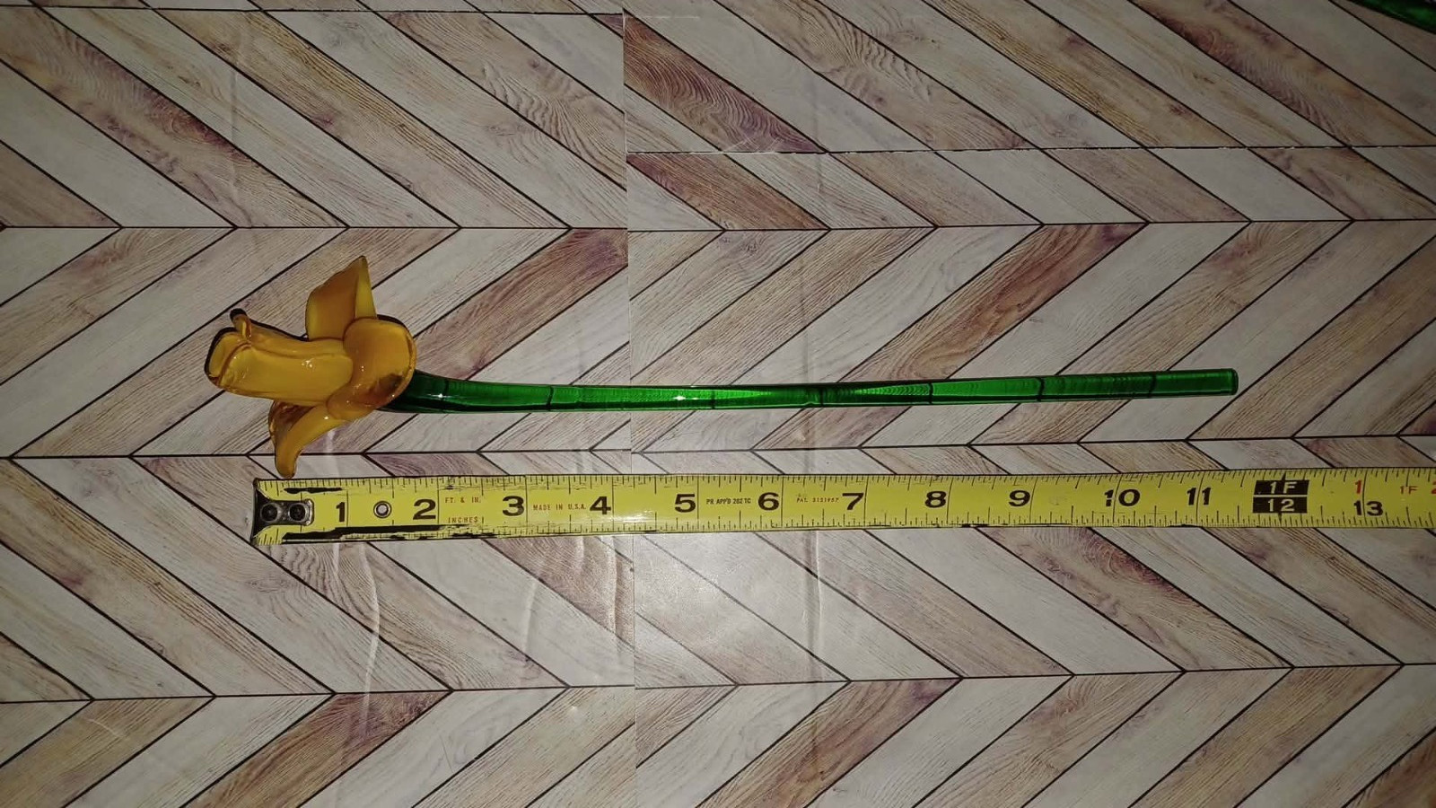 12 Inch Murano Style Blown Glass Flower Excellent Condition Orange Art Glass