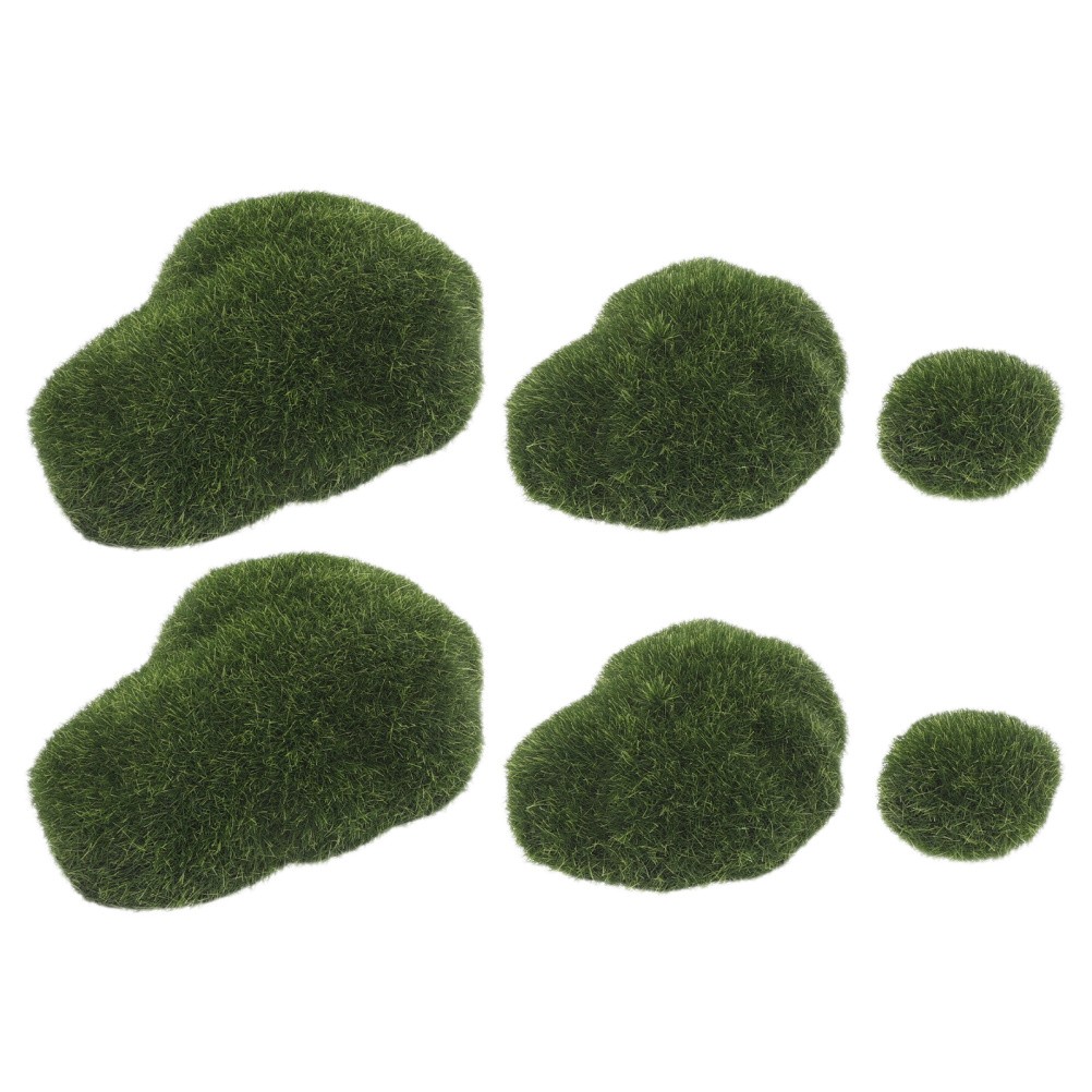 6 Pcs Miniature Landscape Artificial Moss Rocks Decorative Stone for Garden