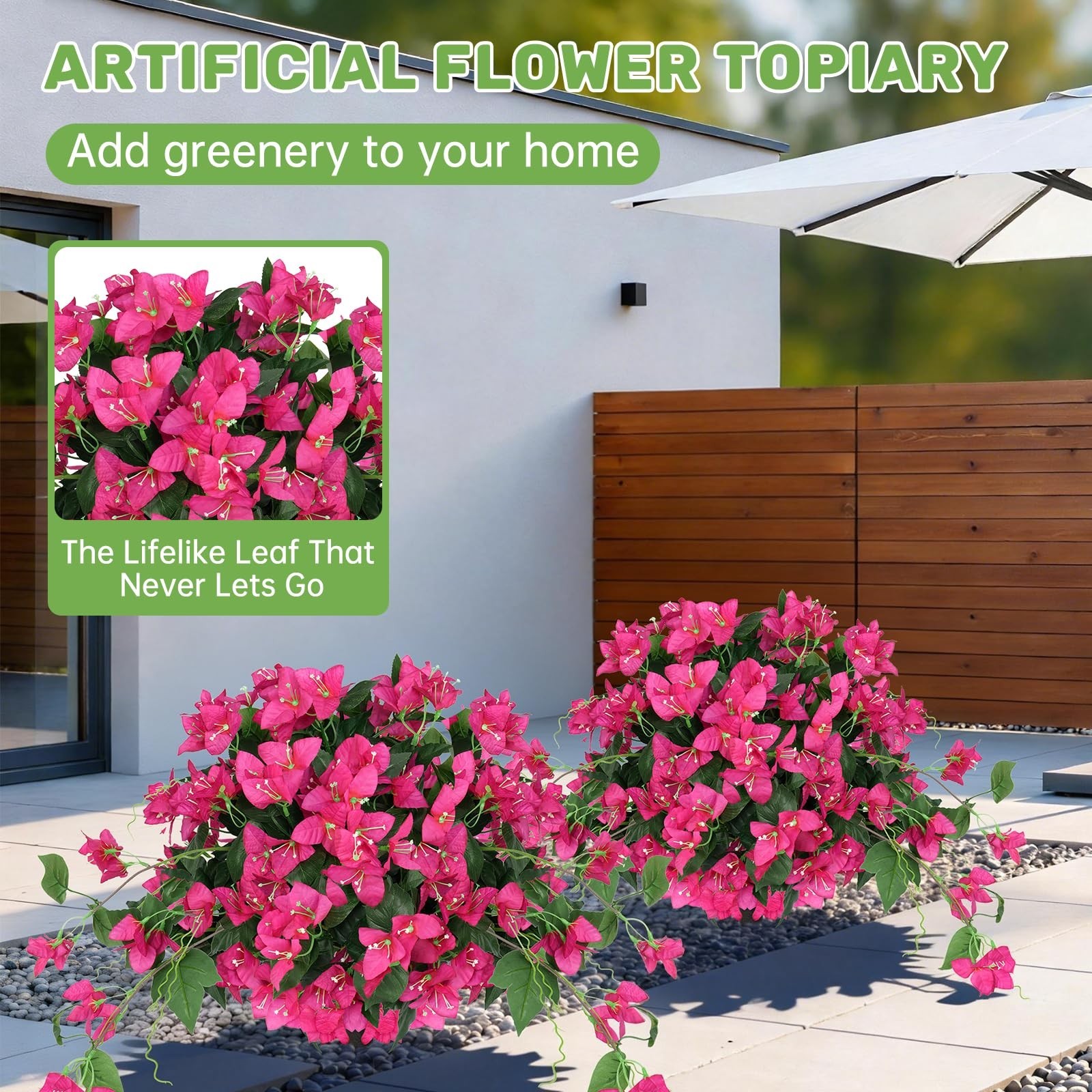 2Pack Faux Bougainvillea Topiary Balls – UV Resistant Silk Flowers for Outdoor D