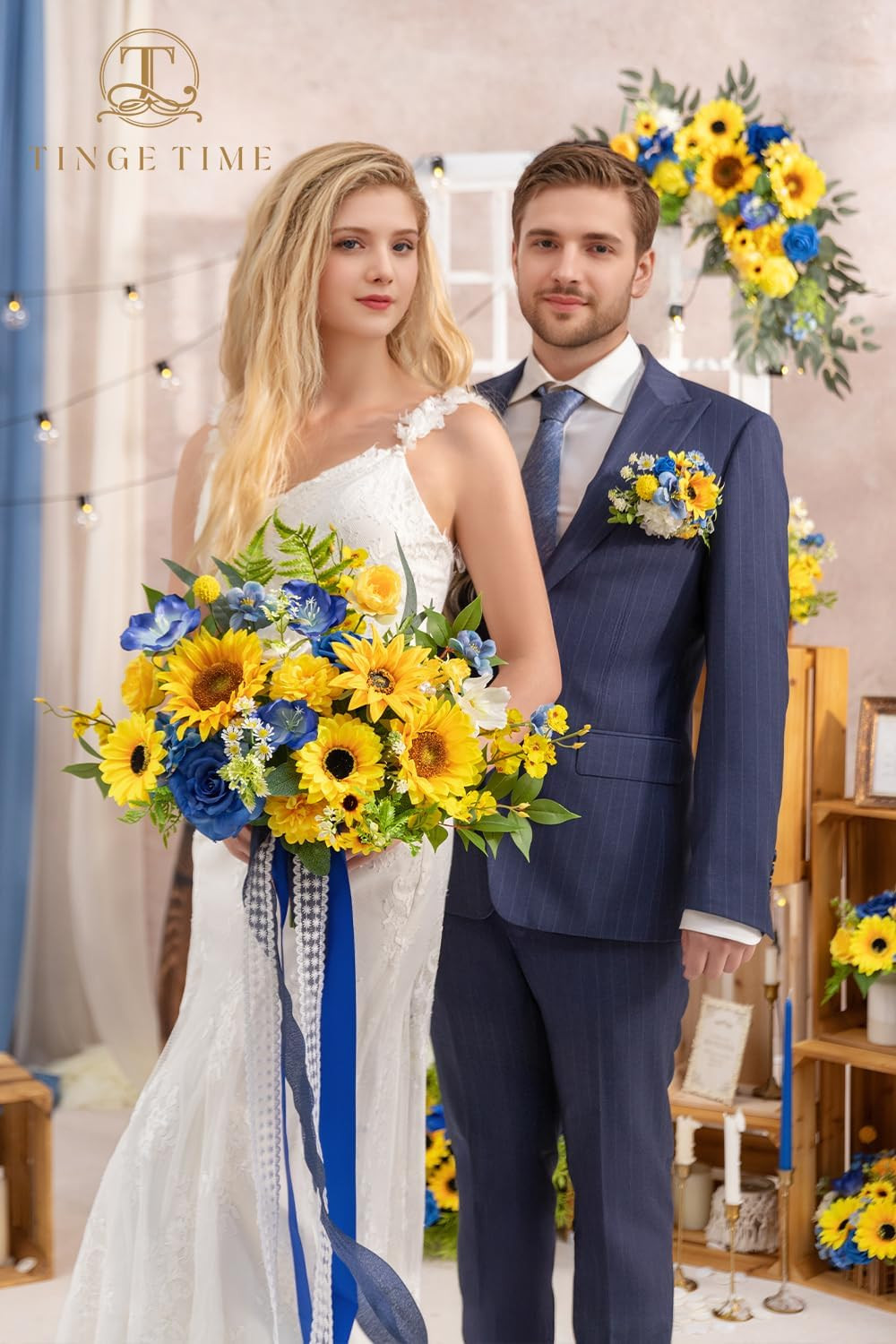 13″ Sunflower Bridal Bouquet – Artificial Silk Flowers for Weddings & Graduation