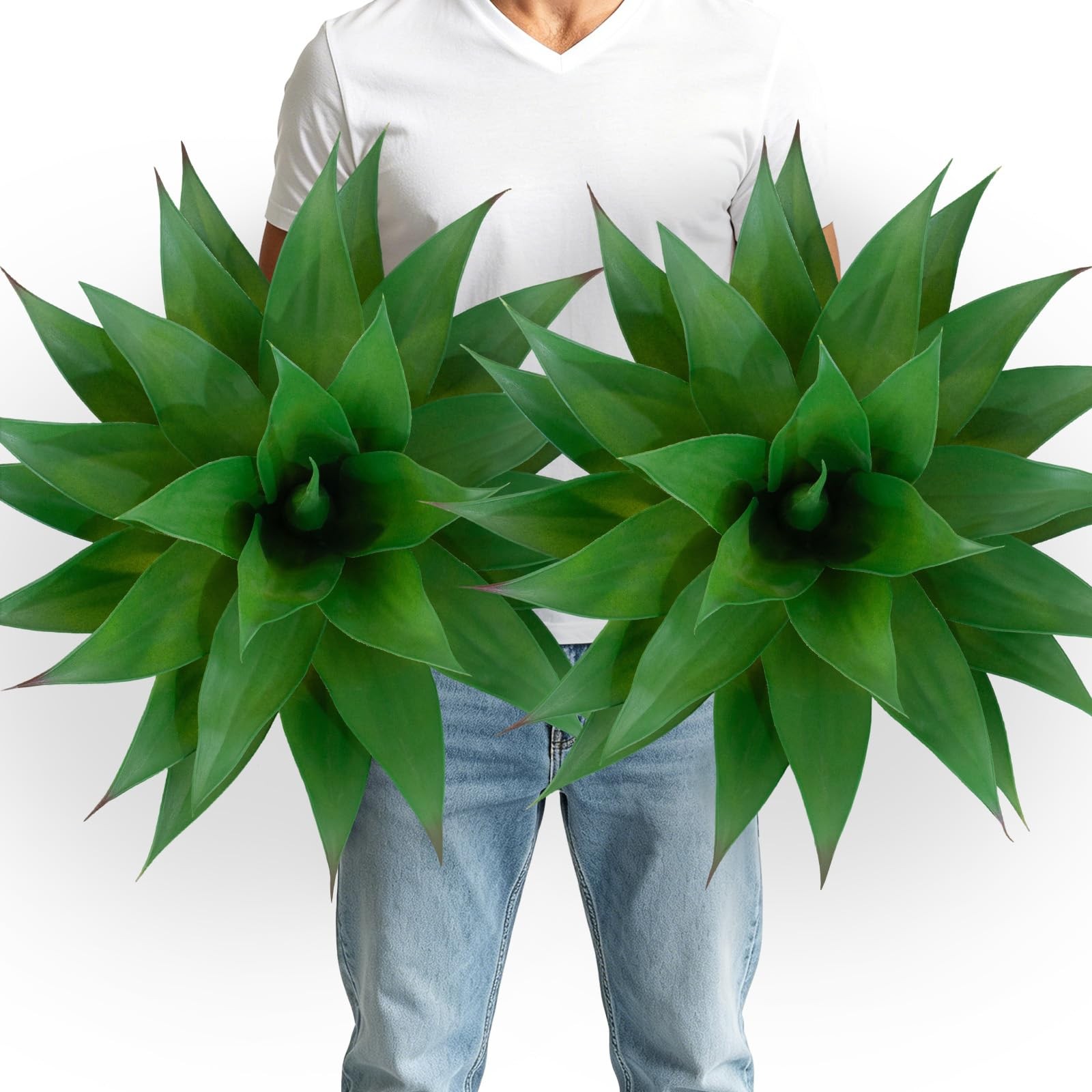 2 Pack Artificial Agave Plants 28 Inch Large Size Faux Succulent Stems Outdoo…