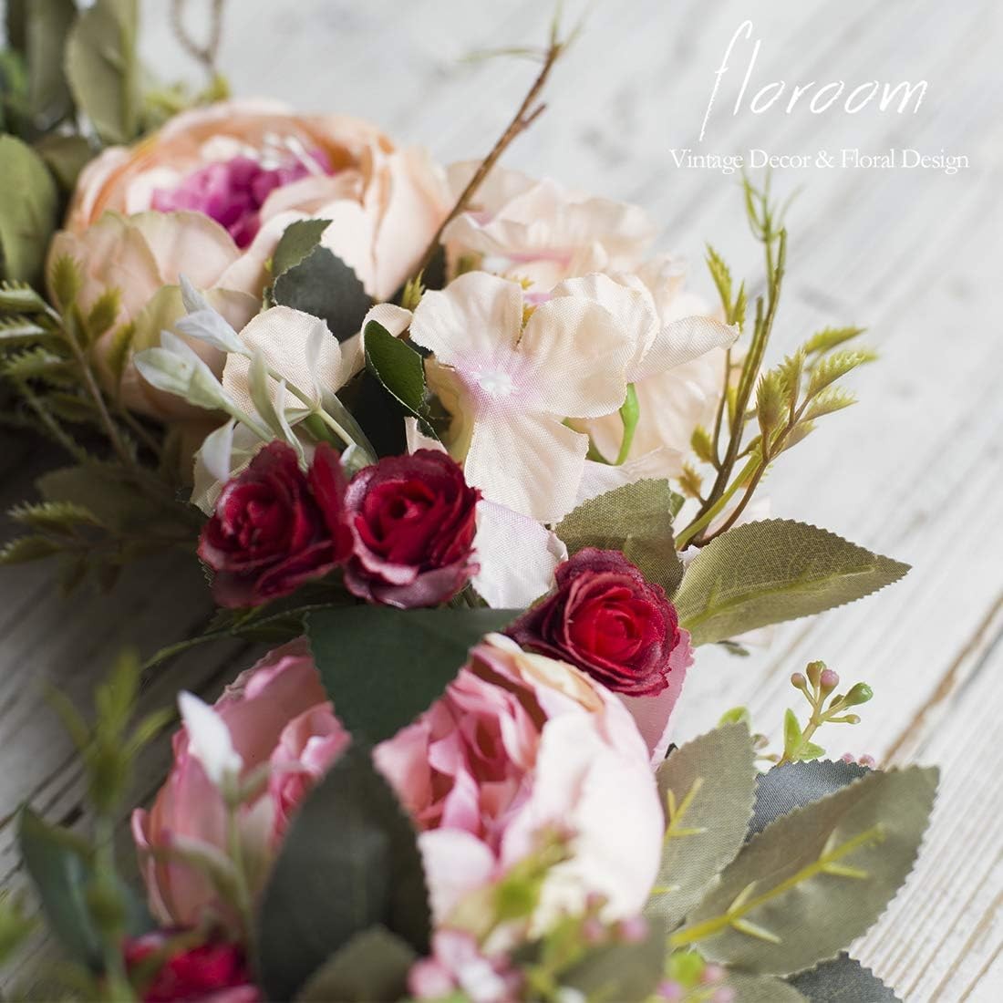 Floroom Floral Wreath, Artificial Peony Wreath, 15-16 Front D Kitchen