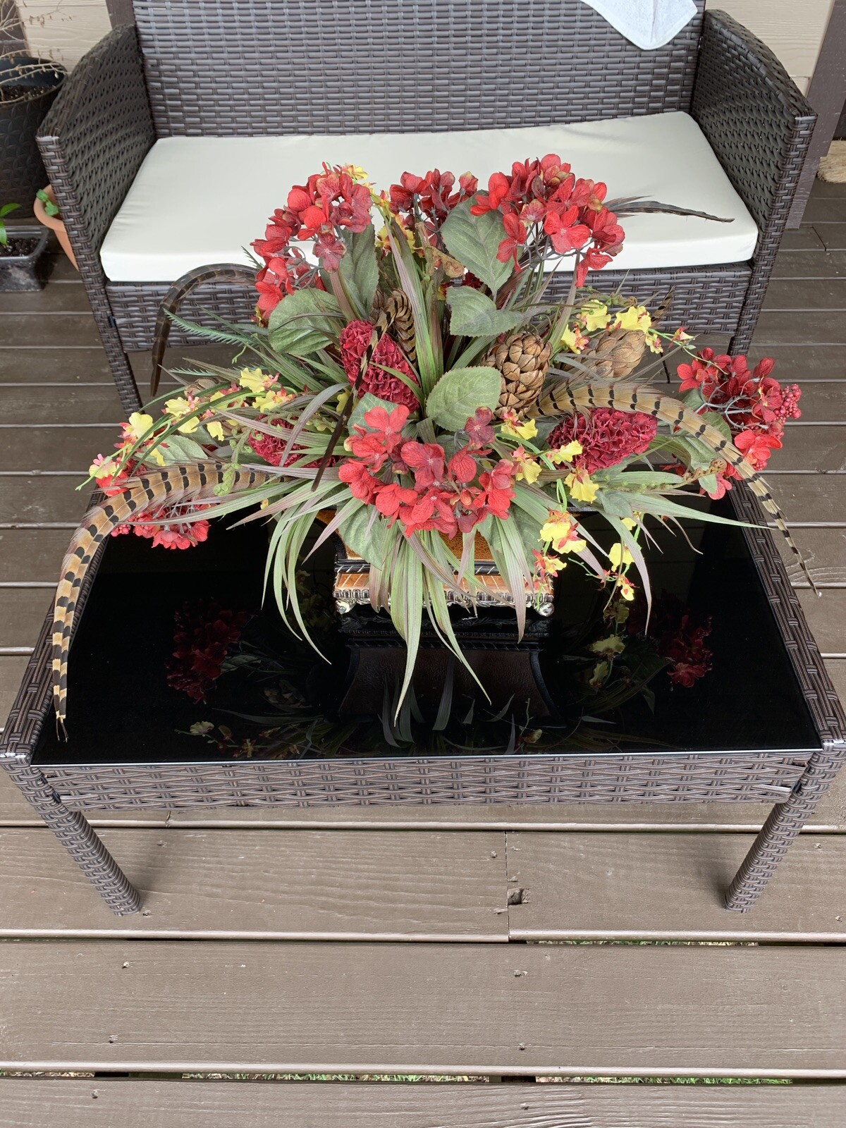 Artificial Fake Floral Plastic Variety Flower Twig Basket Plant Home Decoration