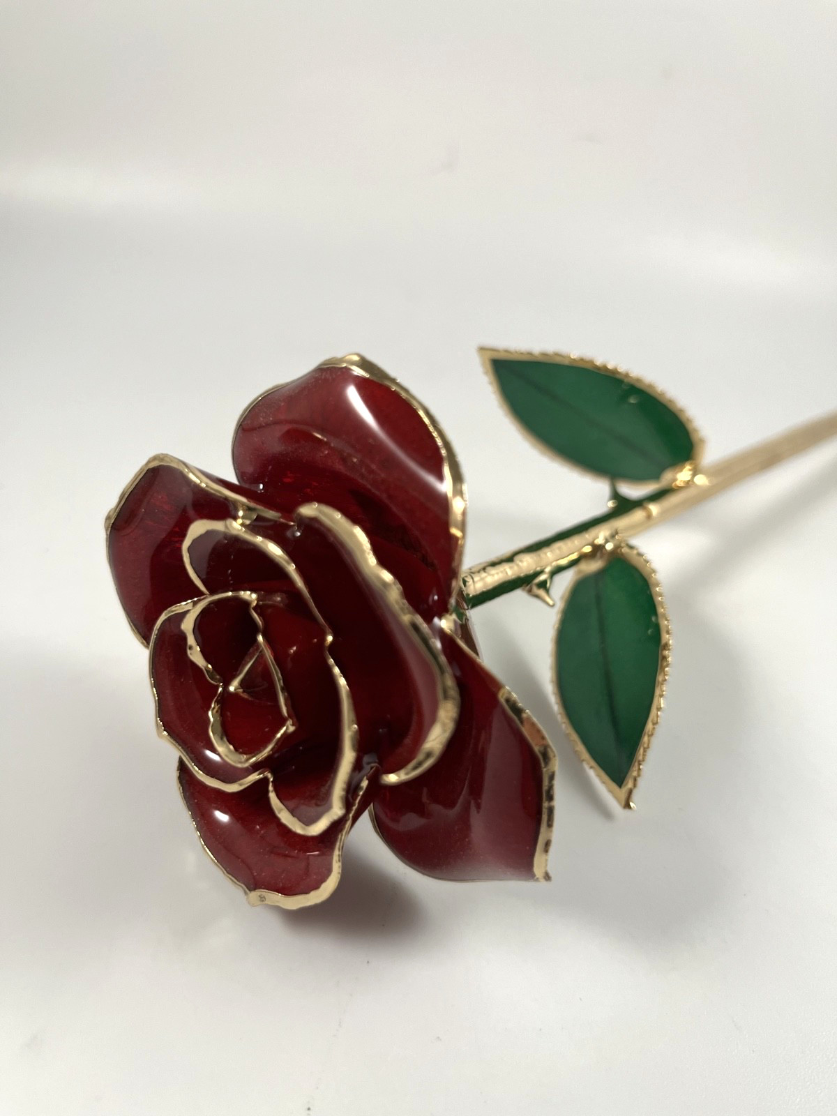 NIB DEFAITH 24K GOLD DIPPED RED WINE ROSE ANNIVERSARY GIFT w/BOX
