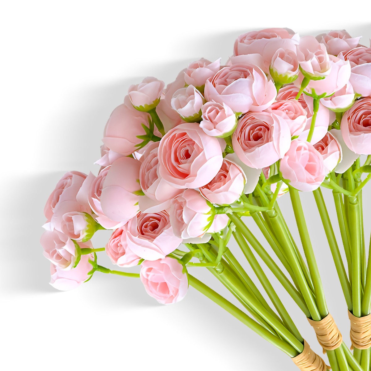 18Pcs Ranunculus Artificial Flowers Pink Fake Peonies Real Touch Silk Faux Mini