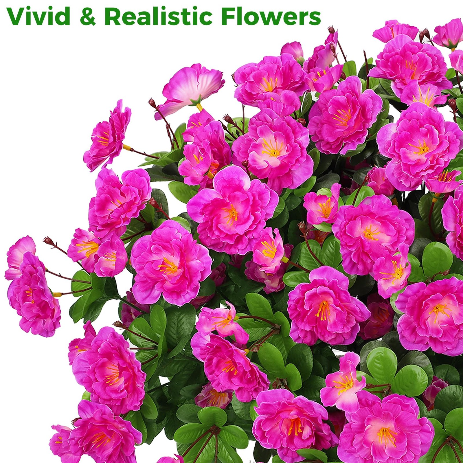 4 Bundles Artificial Flowers for Outdoors, Fake Silk Camellia Flowers Bouquet…