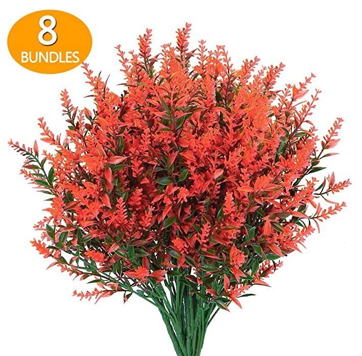 8 Bundles Artificial Flowers Fake Plants Outdoor Yard Garden Wedding Home Decor