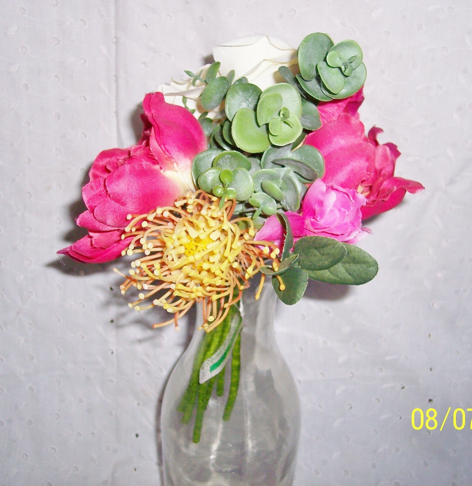 FLORAL SILK BOUQUET ROSES, BLUE PURPLE ARRANGEMENTS TABLE DECORATION: U CHOOSE
