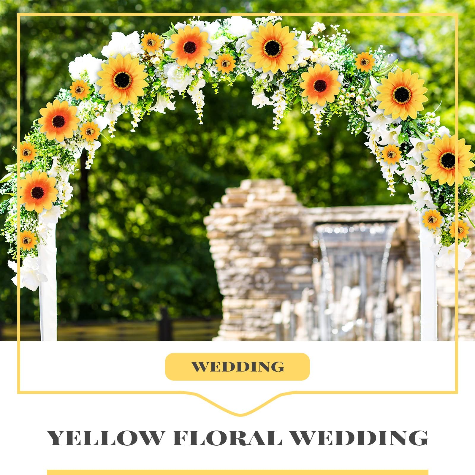 50PCS Clip-On Artificial Sunflowers Faux Silk Yellow Flowers for DIY Crafts