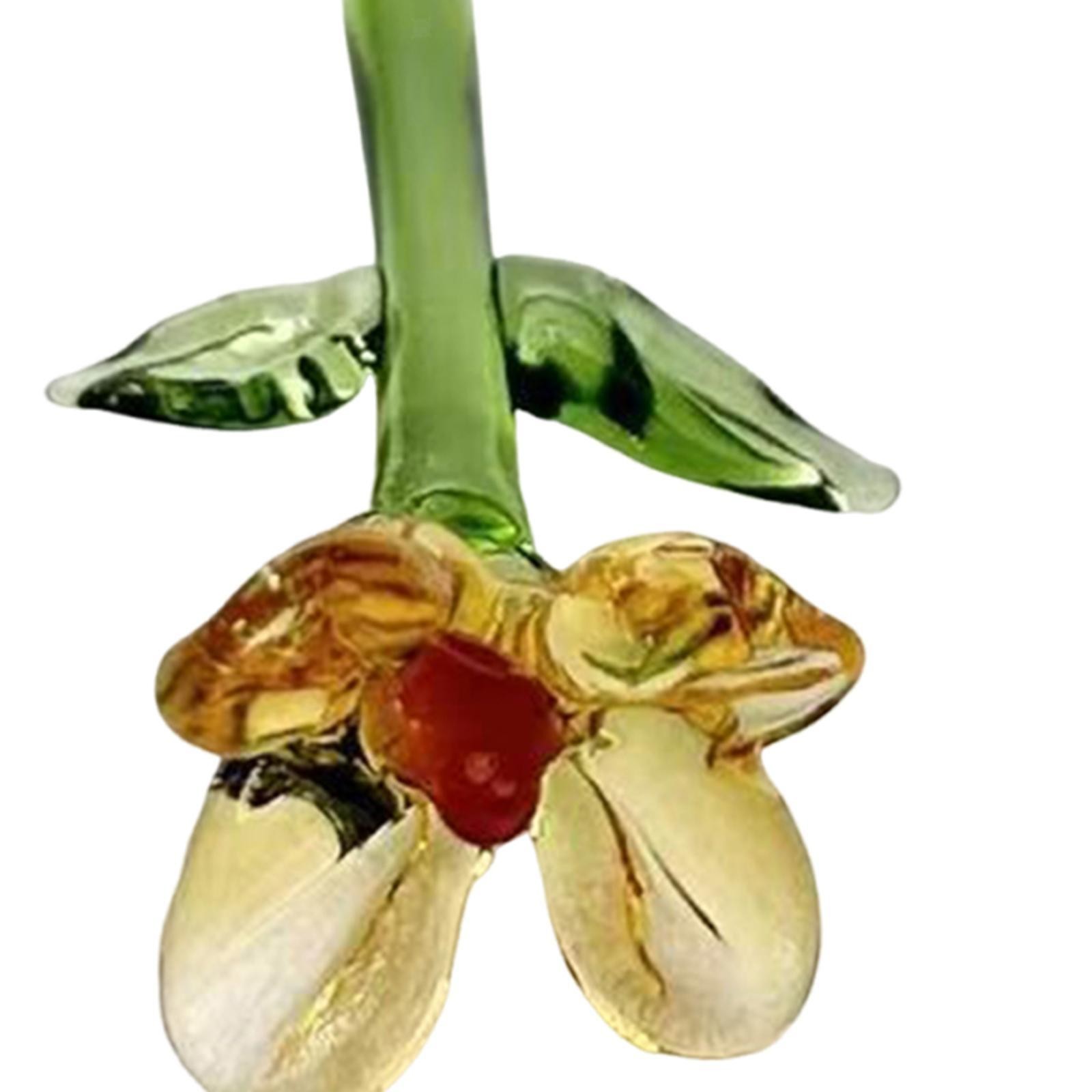 Miniature Hand-Blown Glass Flower Bouquet in Tiny Clear Vase