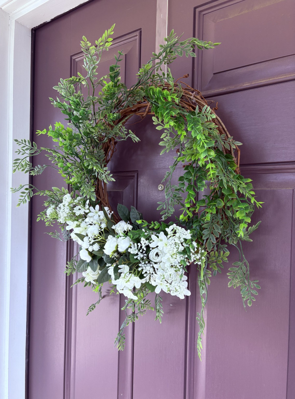 Spring, Summer or Any Occasion Handcrafted Faux / Plastic White flowers Wreath