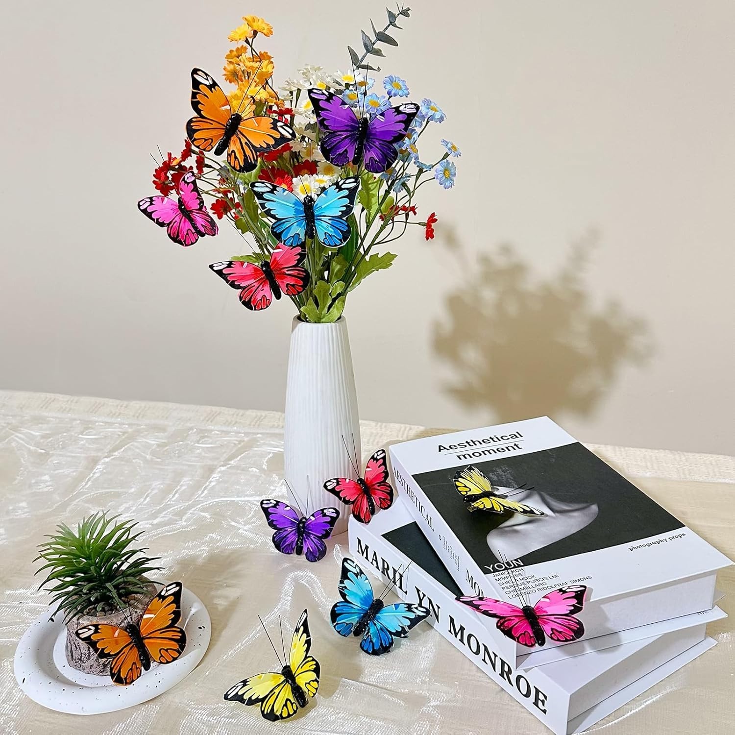 Feather Butterfly Set of 12 Clip On Artificial Butterflies for Crafts Butterf…