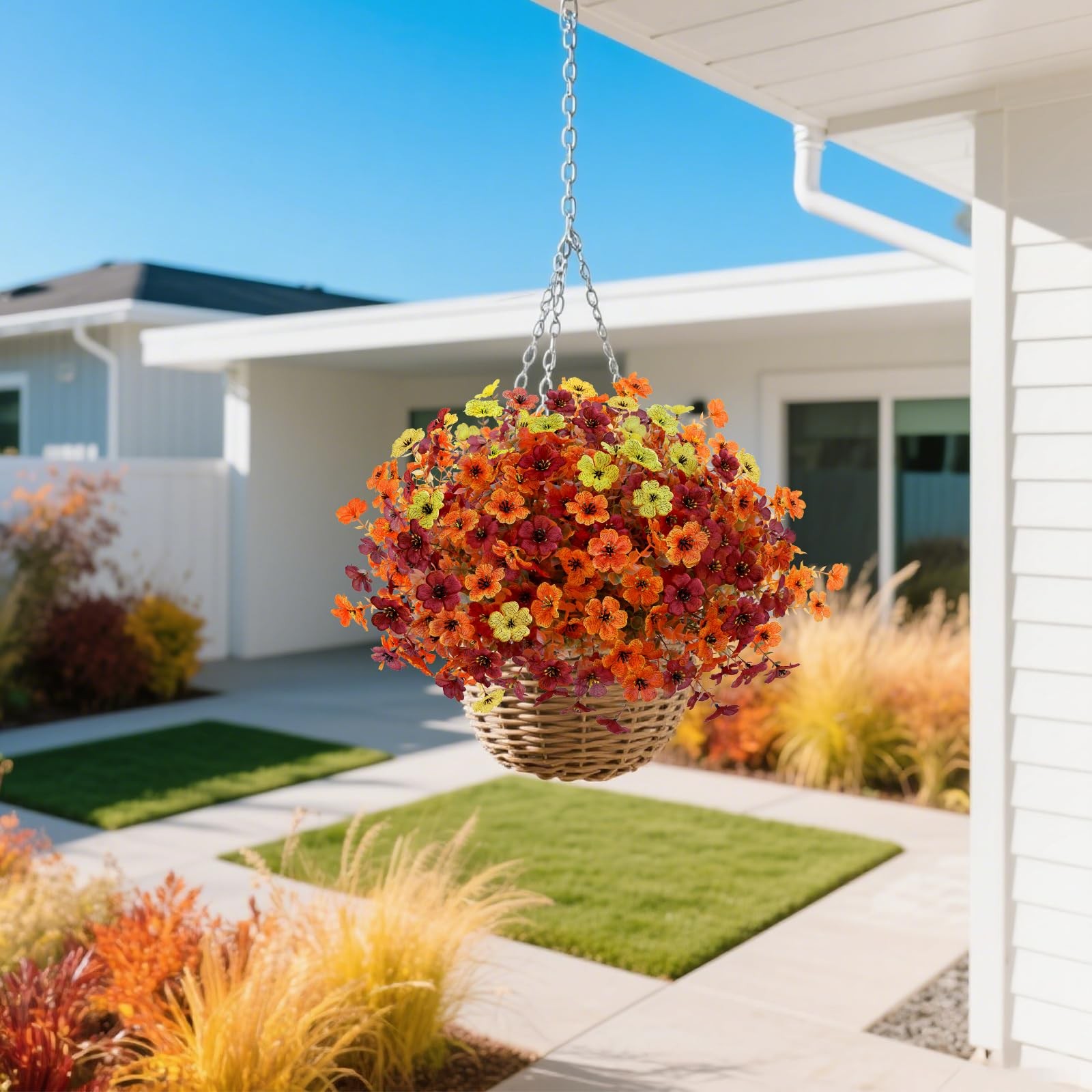 12 Bundles Artificial Fall Flowers Faux Mums for Outdoor Indoor, Artificial P…