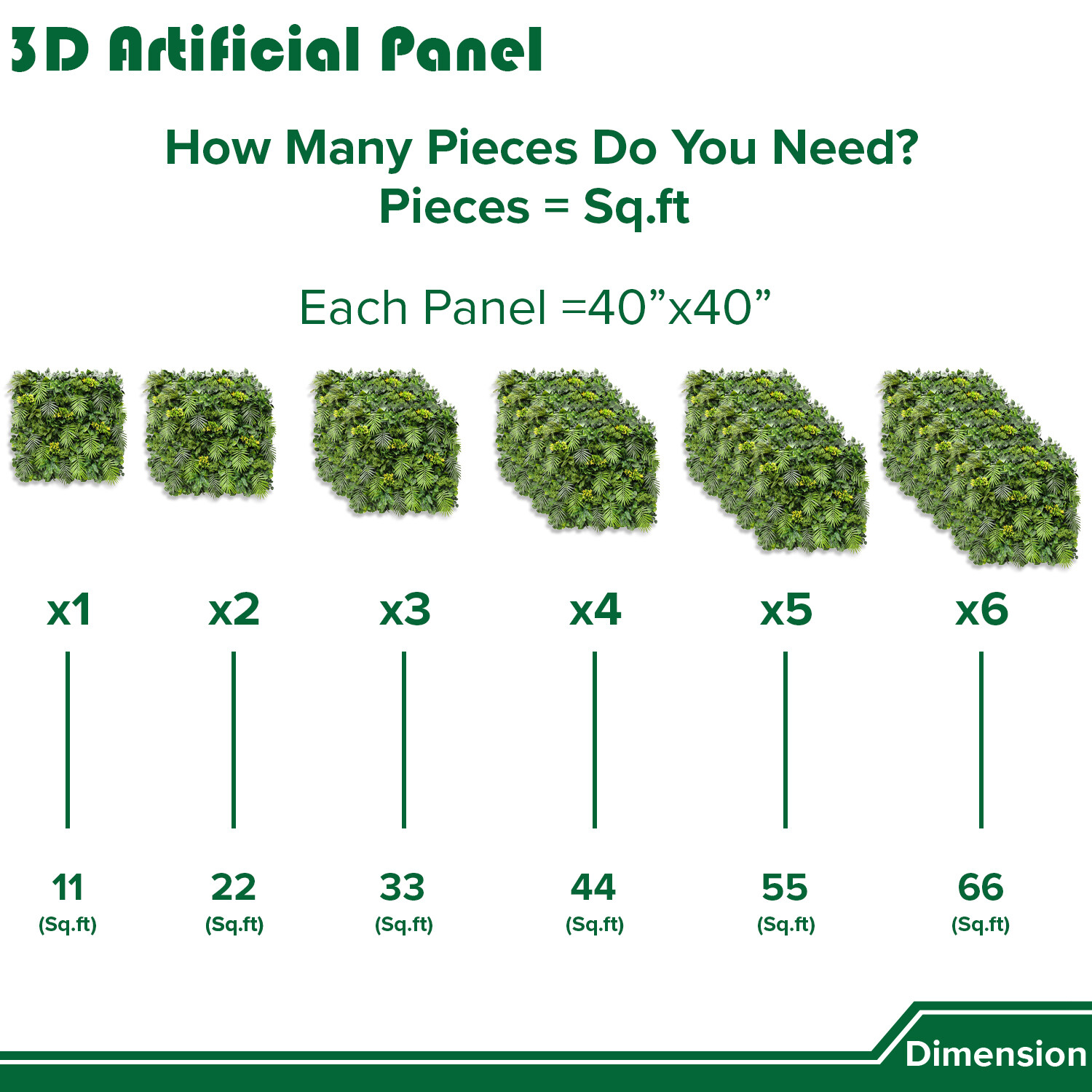 40″ Artificial Grass Mats 3D Mixed Plant Wall Ledge Decor For Home Festival #8