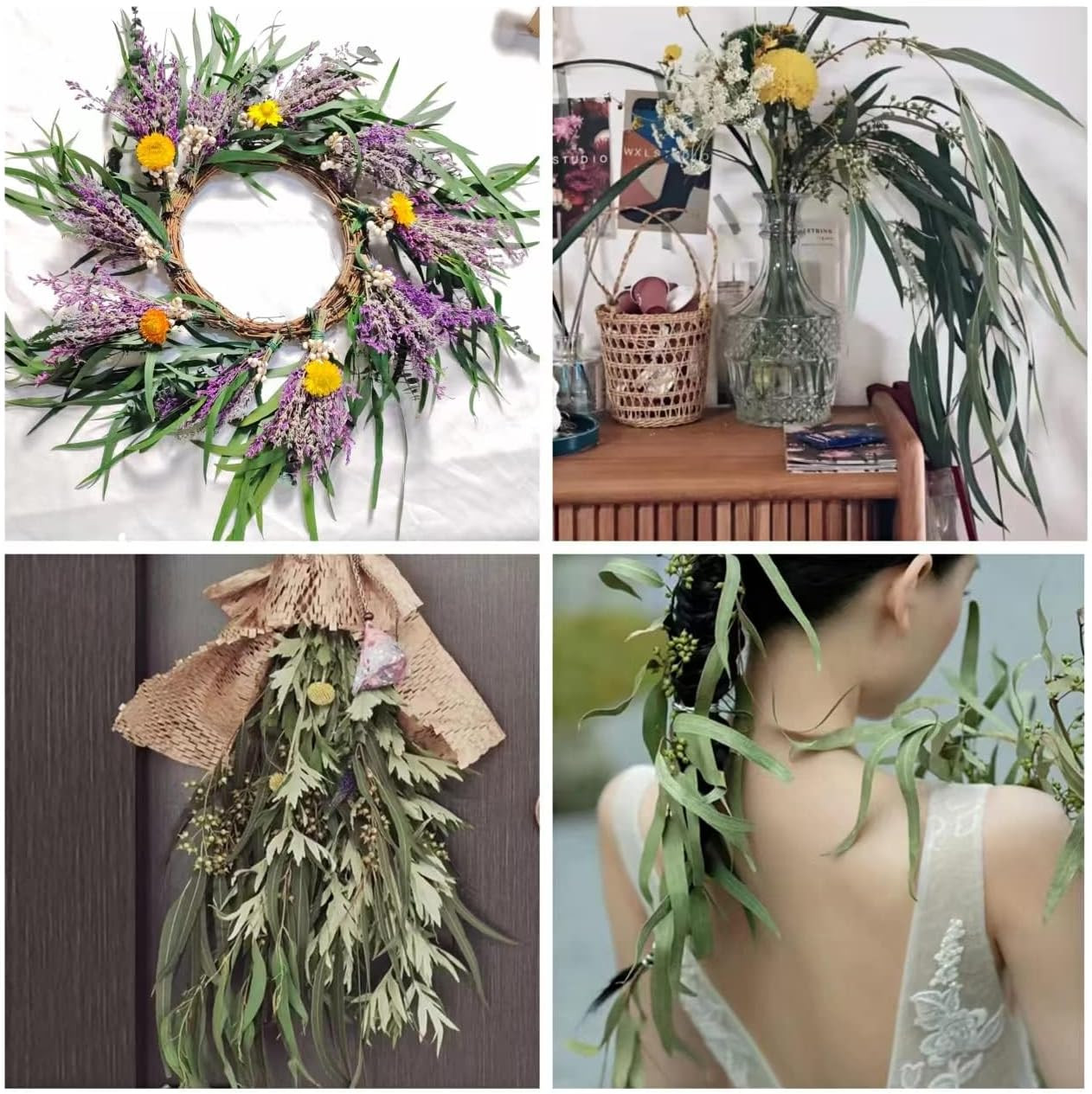 17” Real Dried Seeded Eucalyptus Stems for Shower, Preserved Natural Eucalyptus