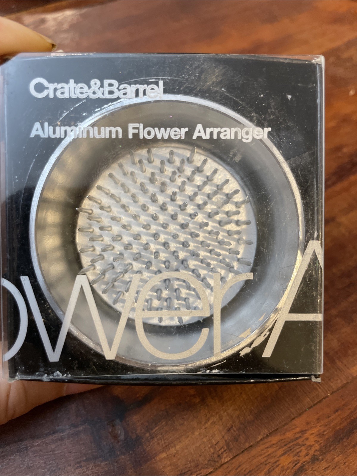 Crate & Barrel Flower Floral Frog 2.5 Inch Round Spiked Aluminum Flower arenger