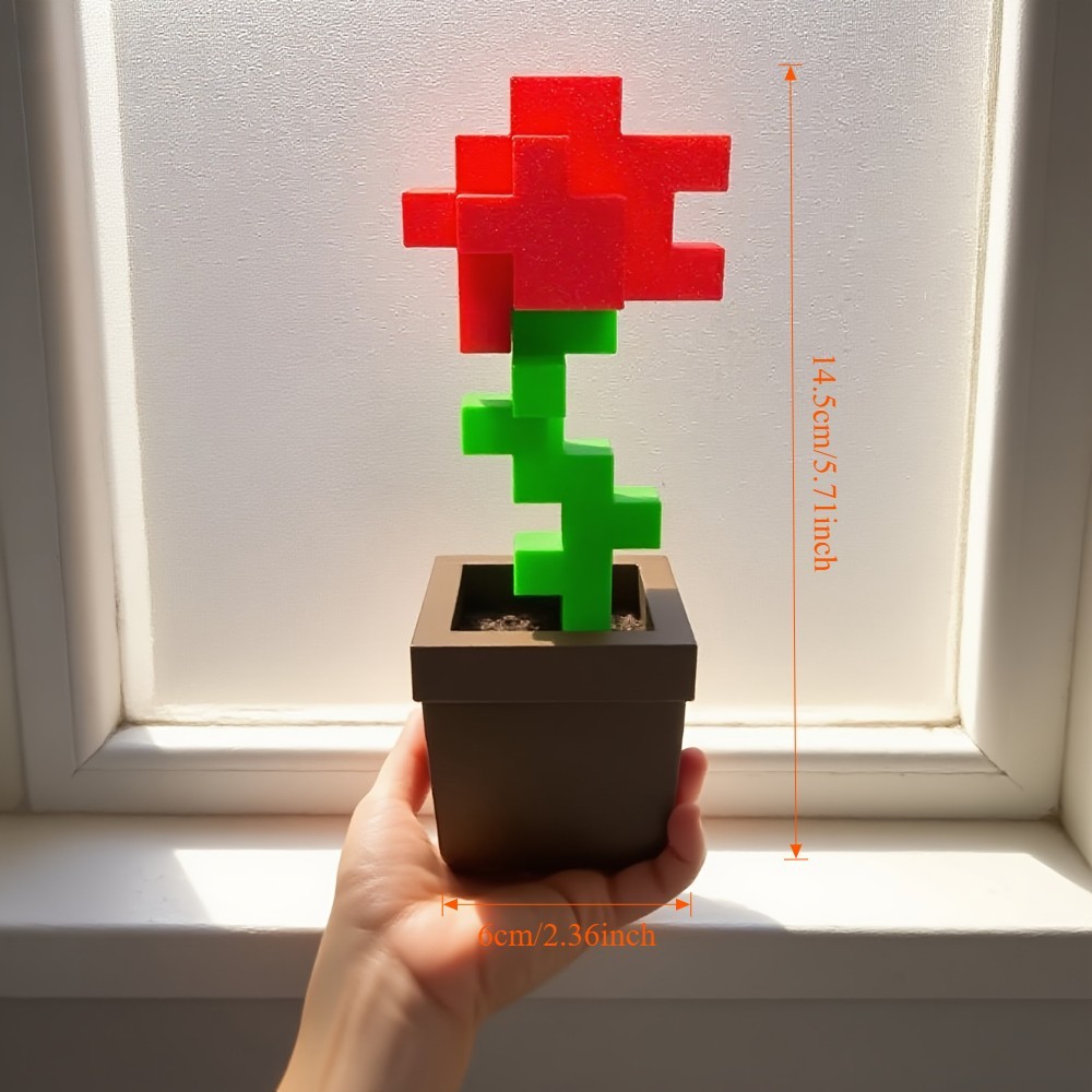 Pixel Rose Decor – 3D-Printed Unique Floral Ornament, Desk & Office Decoration!!