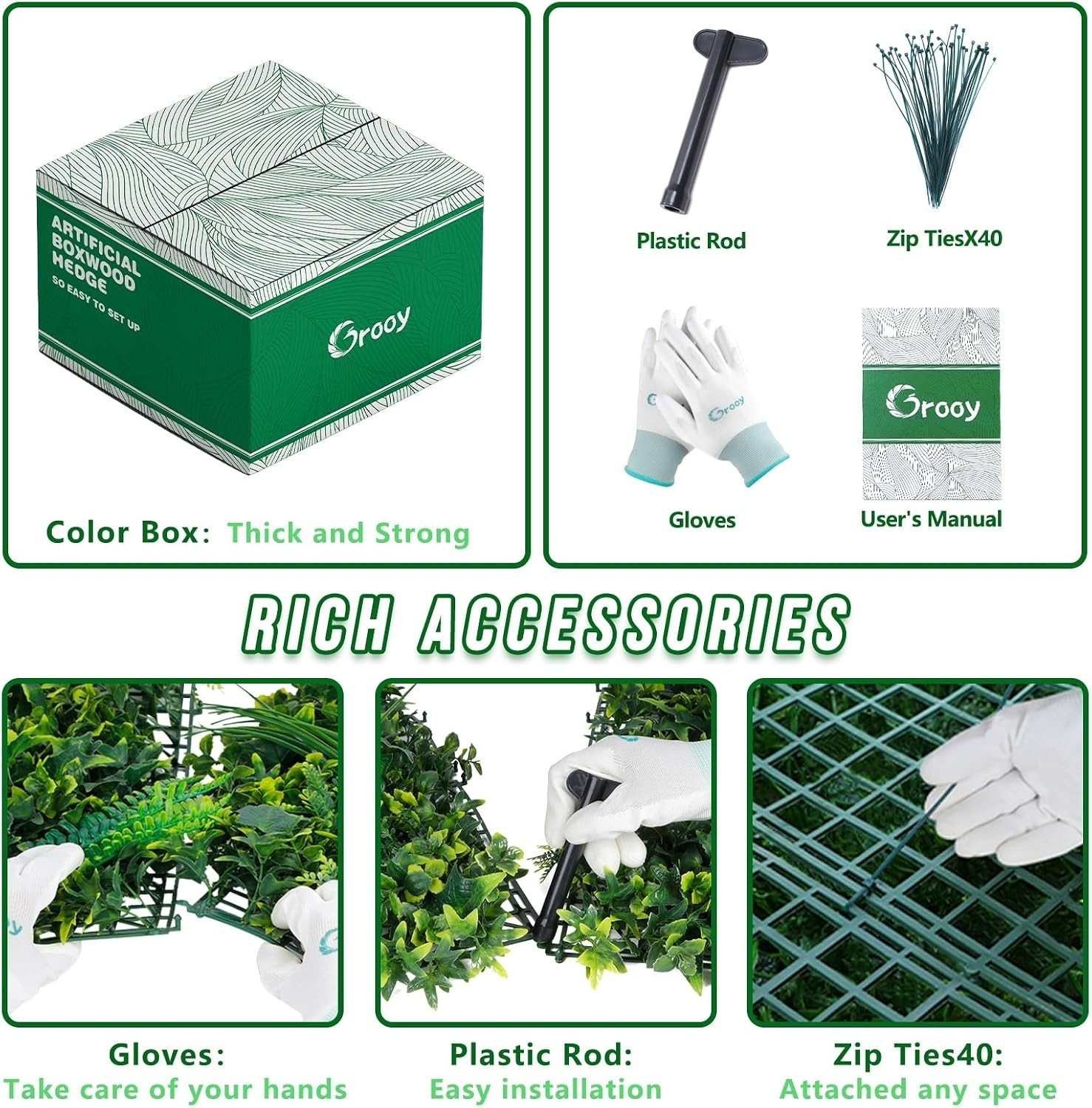 Versatile 12-Piece Artificial Grass Wall Panels, 20″x20″ for Indoors & Outdoors