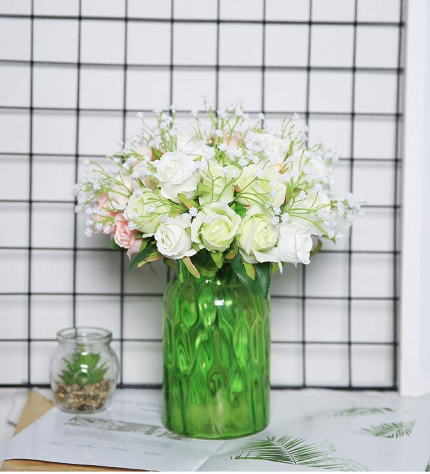 24pcs Silk Roses Artificial Flowers Decoration Wedding Party Office Decoration