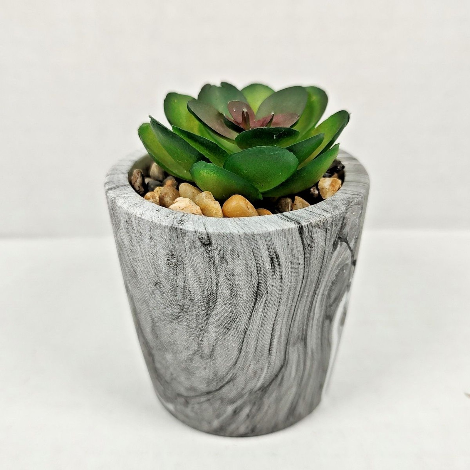 Mini Potted Plant Artificial Succulent Faux Marble 3.5″ x 3″ Mountain Crest