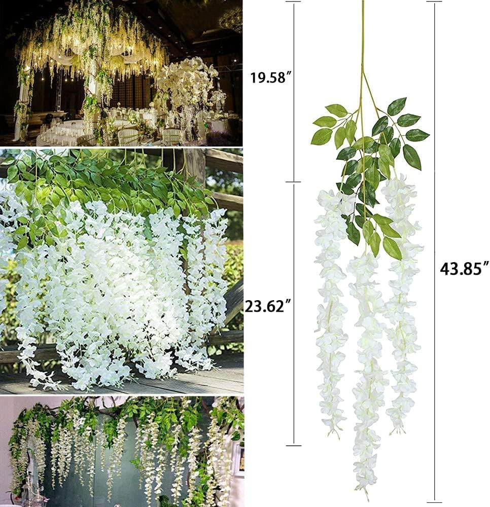 Wisteria Hanging Flowers – 36 Pieces 3.75 Feet/Piece Artificial Wisteria Vine Fa