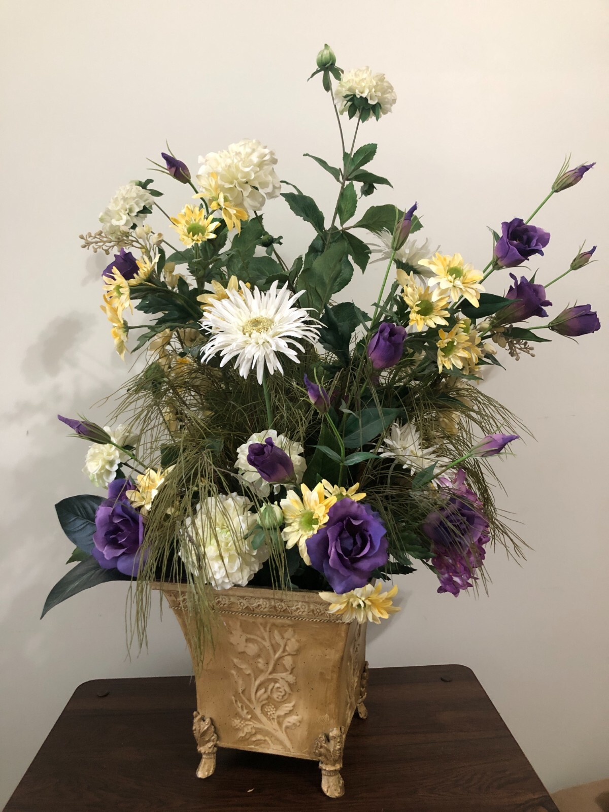31″ Elegant Purple & Gold Faux Floral Arrangement